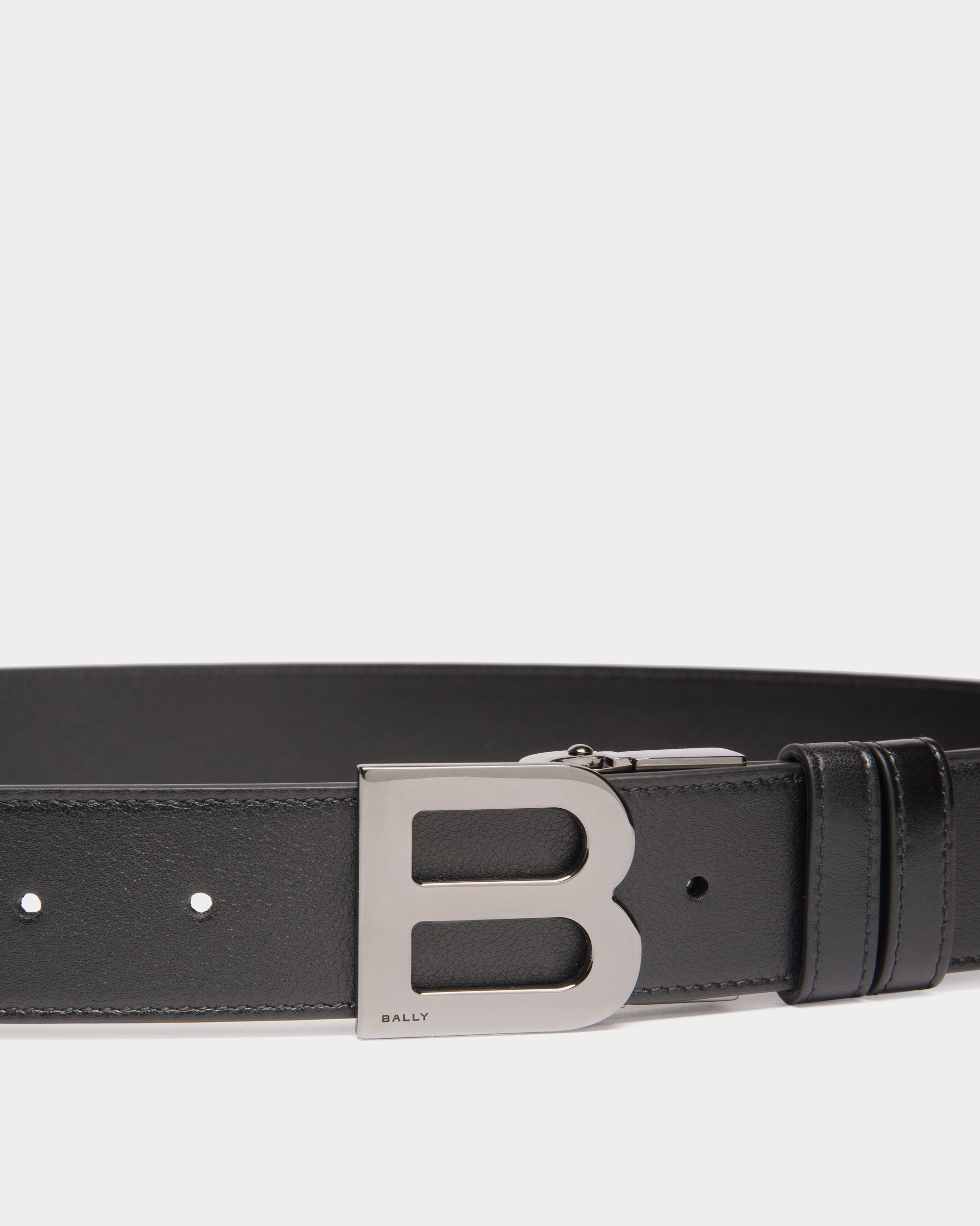 B Logo 35mm Reversible And Adjustable Belt in Black Leather-6310917-(2)-Bally Indonesia.