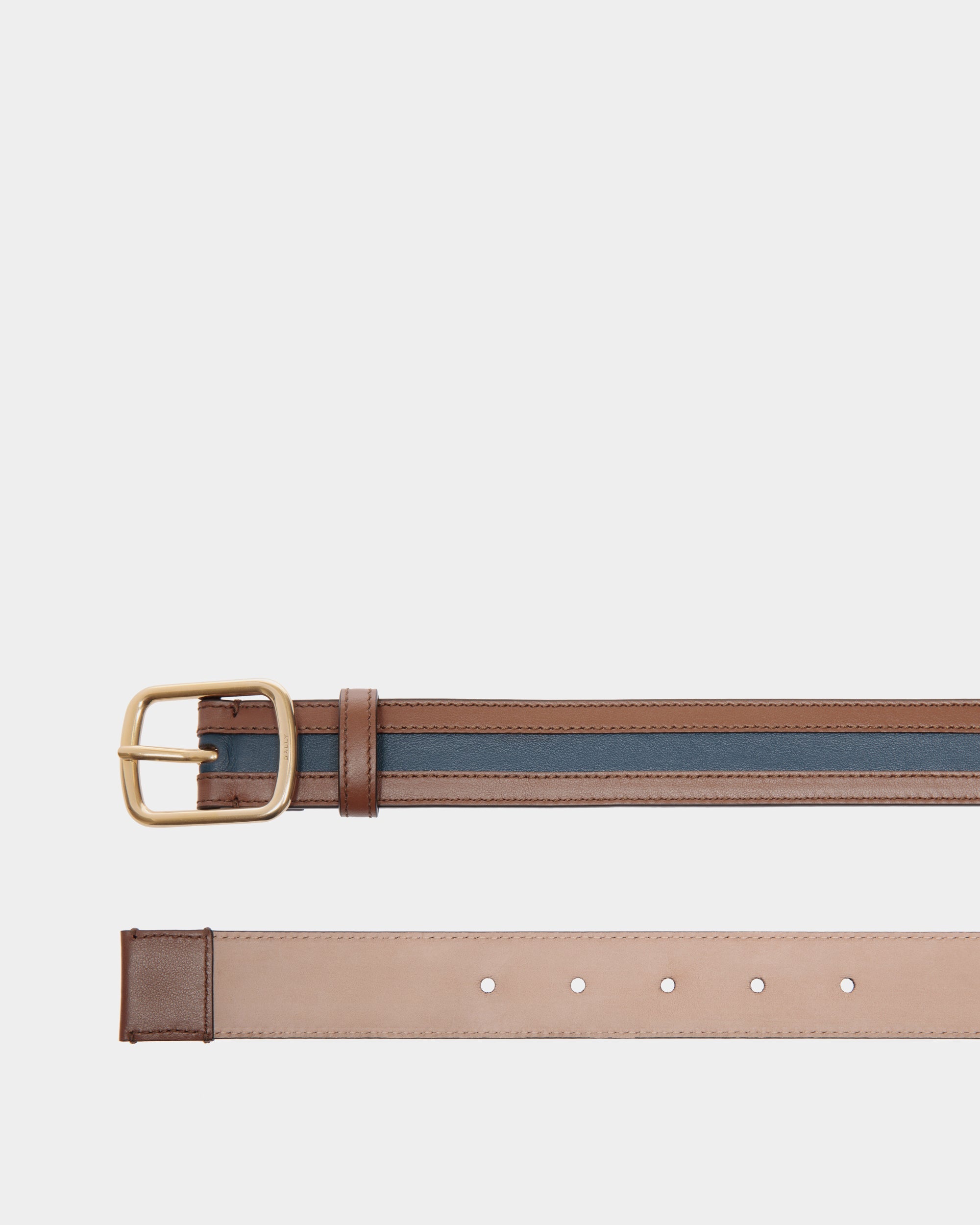 Orson 30mm Belt in Brown And Navy Blue Leather-6310623-(2)-Bally Indonesia.