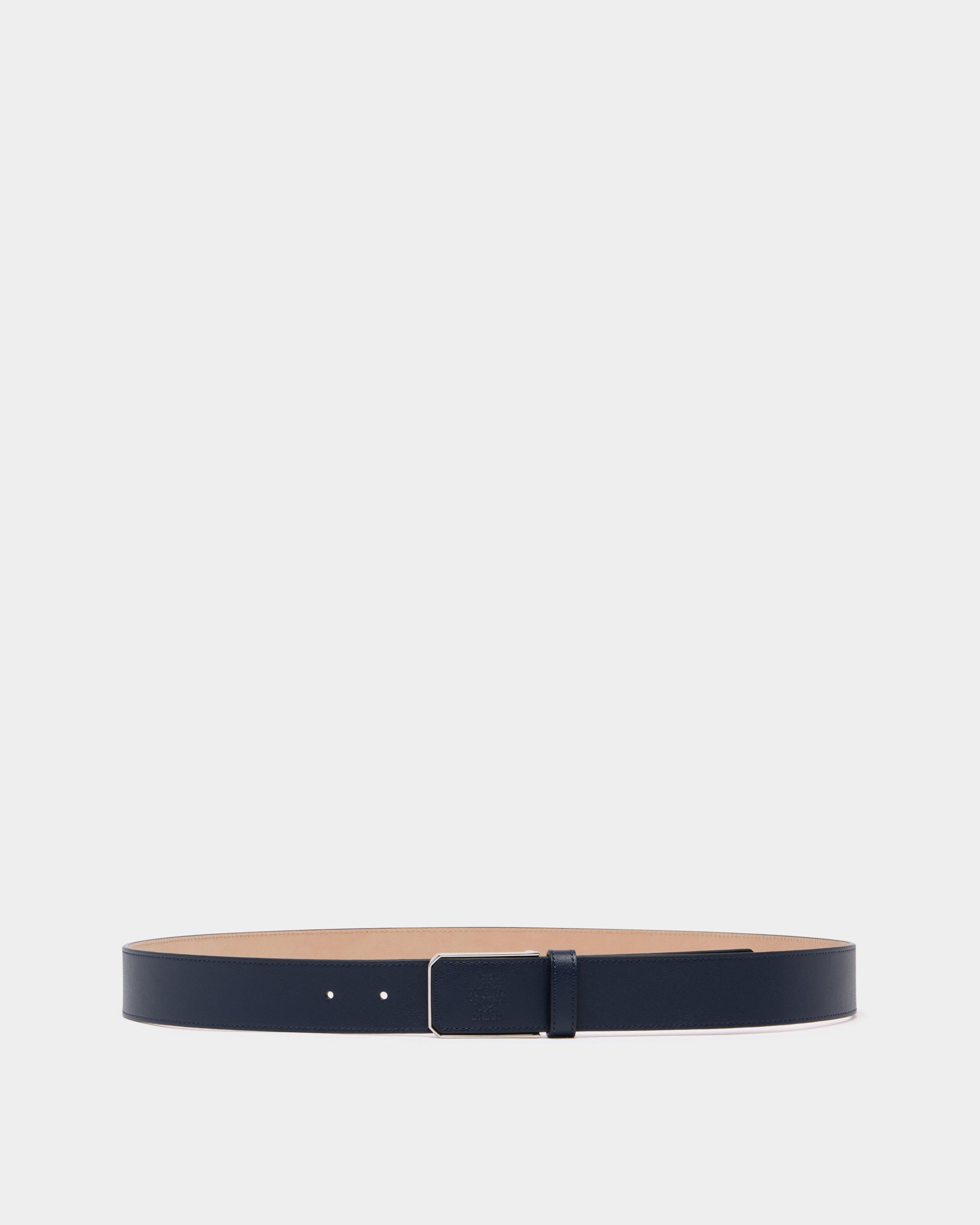 Bally Cabot 35 mm Leather Belt in Navy Blue-in-Navy-1-Bally Outlet