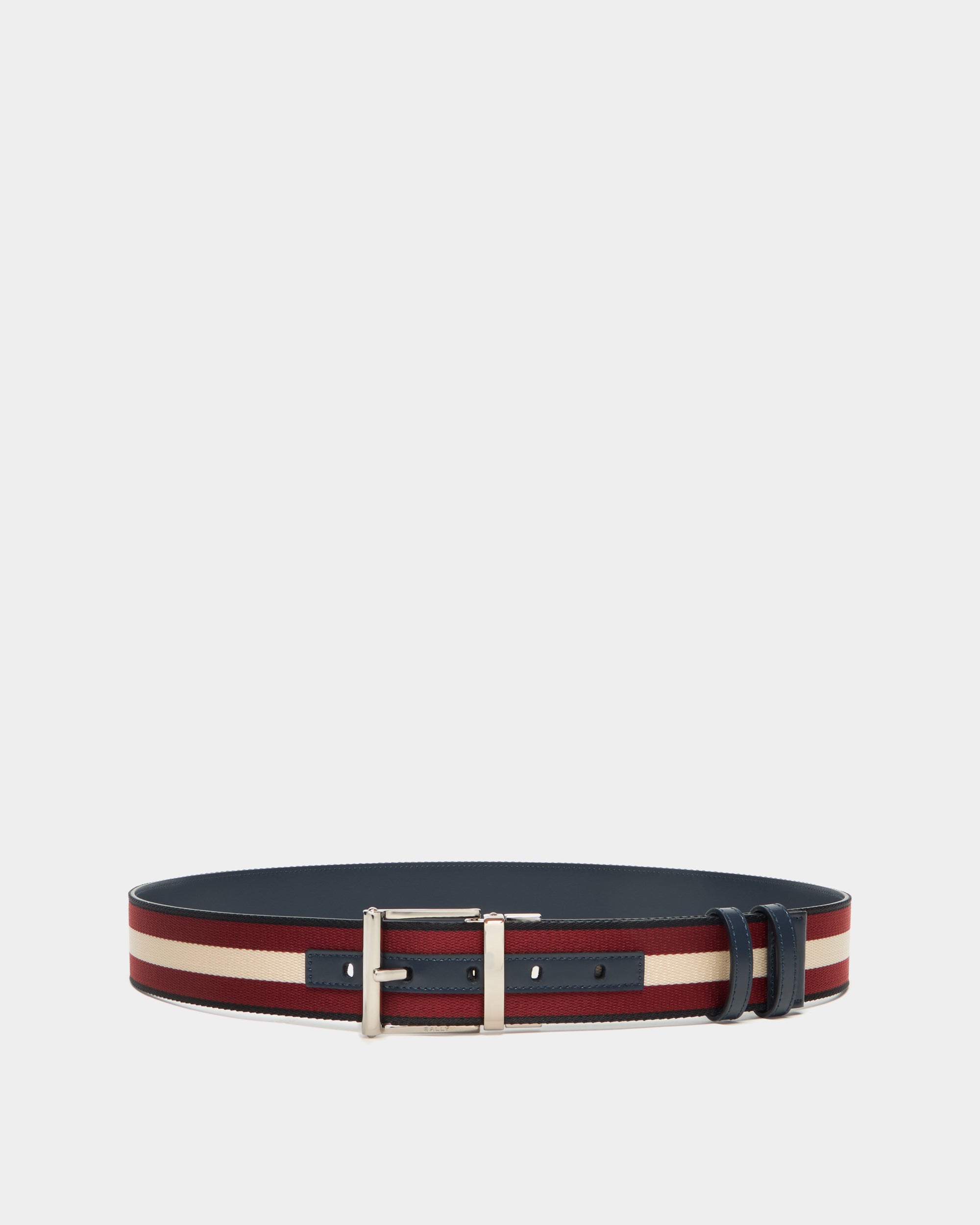 Bally 40 mm Reversible Belt In Blue Leather With a Bally Ribbon-in-Multicolor-1-Bally Outlet