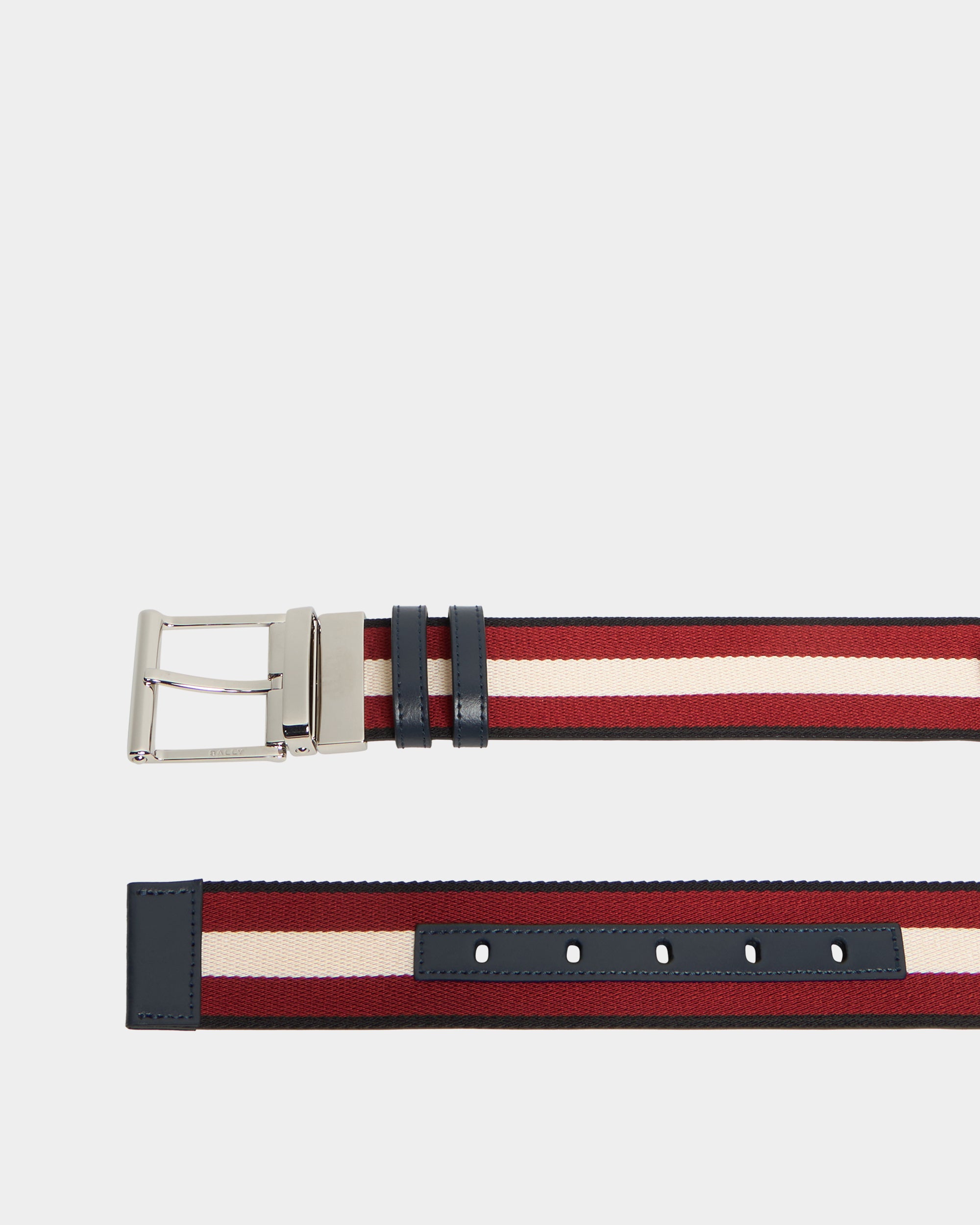 Bally 40 mm Reversible Belt In Blue Leather With a Bally Ribbon-in-Multicolor-2-Bally Outlet