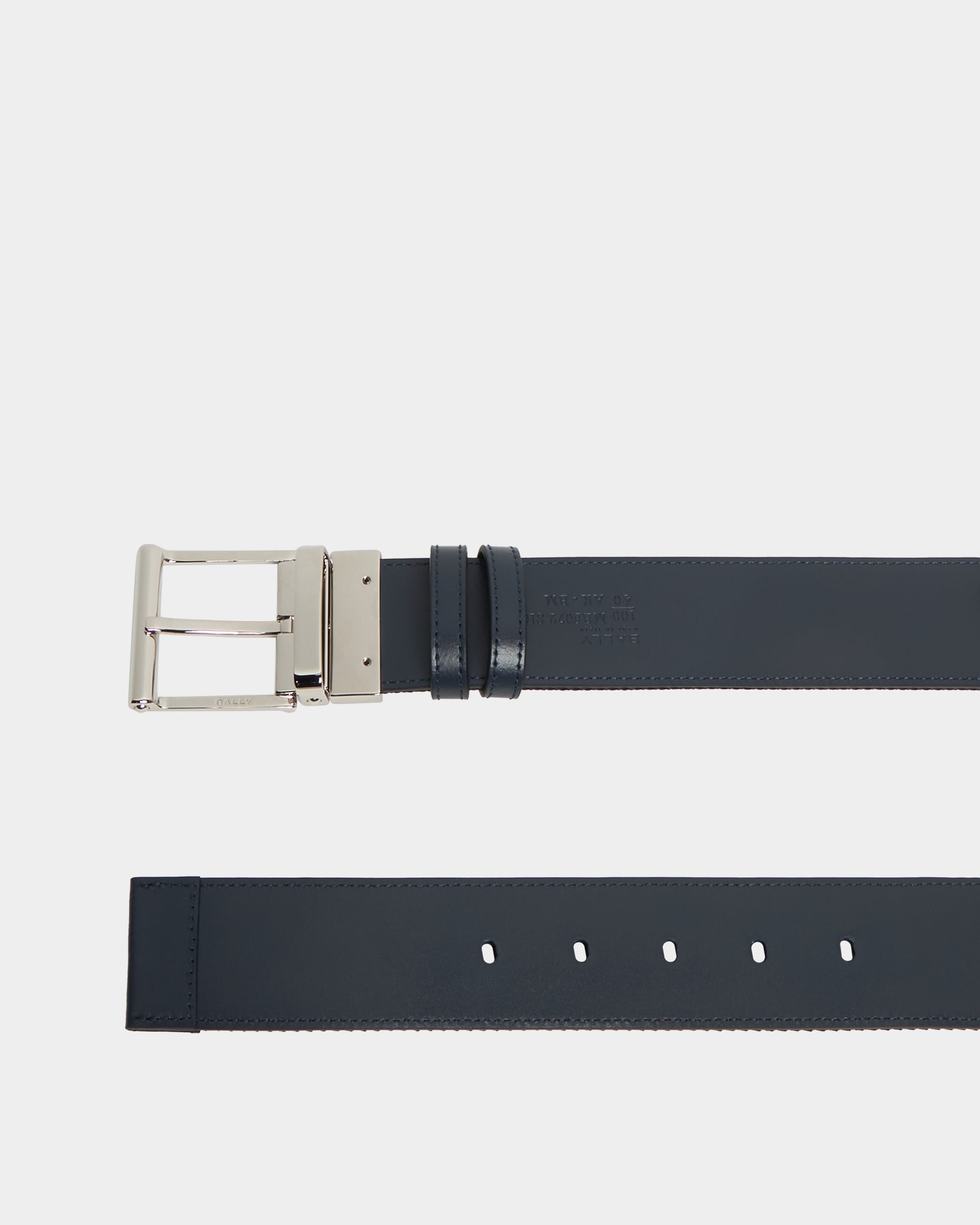 Bally 40 mm Reversible Belt In Blue Leather With a Bally Ribbon-in-Multicolor-3-Bally Outlet