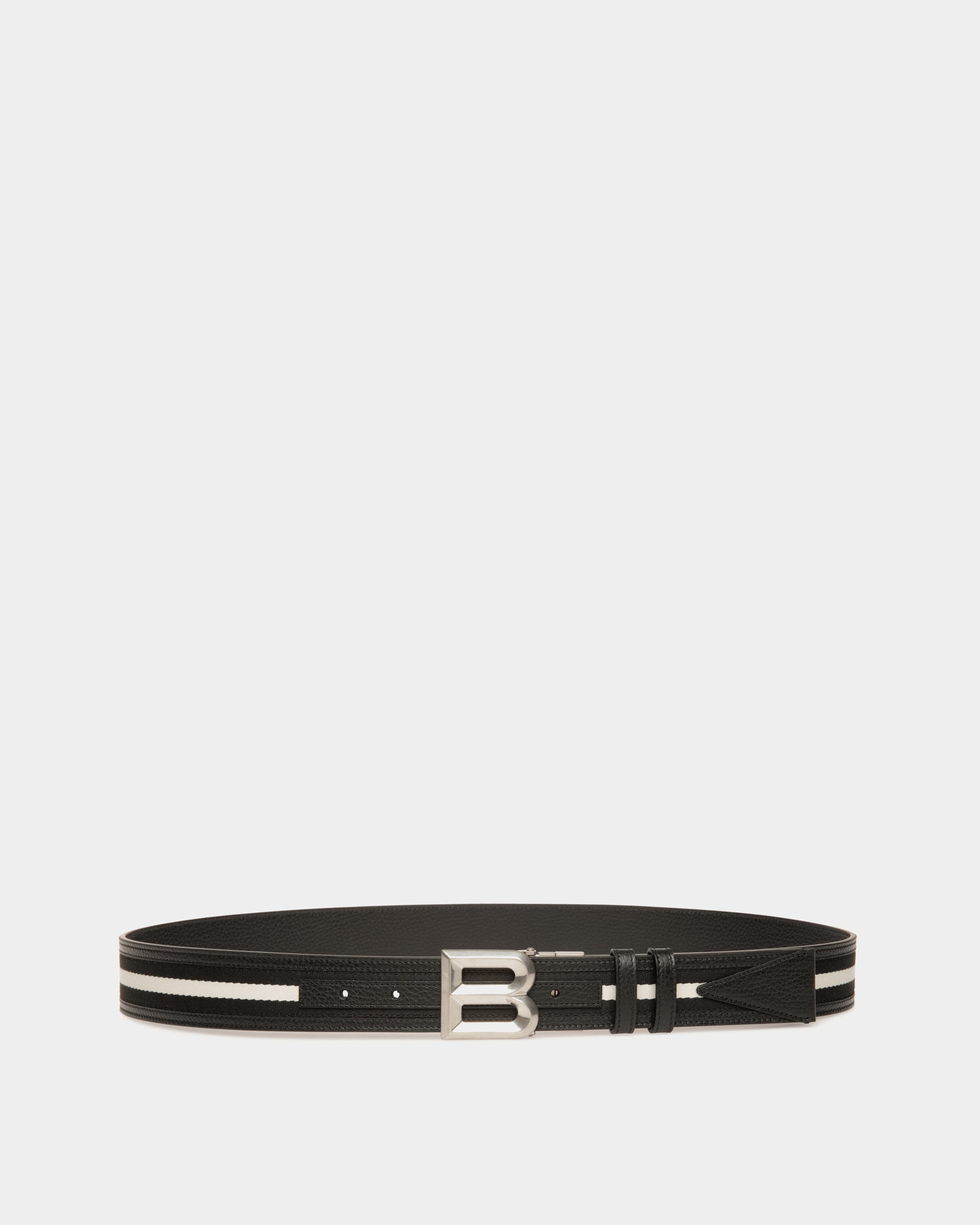 Bally B Bold 35mm Reversible Belt in Fabric And Leather-in-Black-1-Bally Outlet