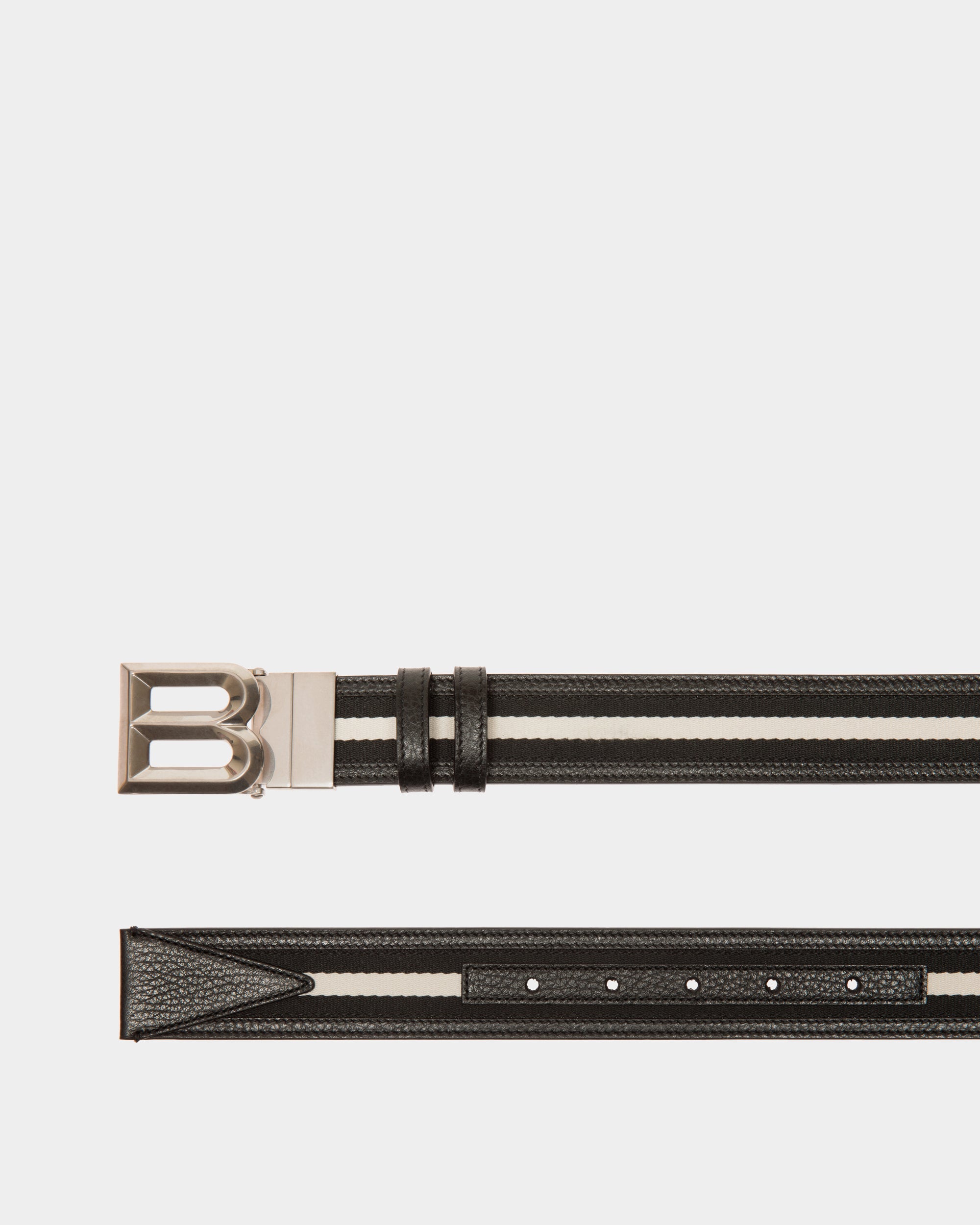 Bally B Bold 35mm Reversible Belt in Fabric And Leather-in-Black-2-Bally Outlet