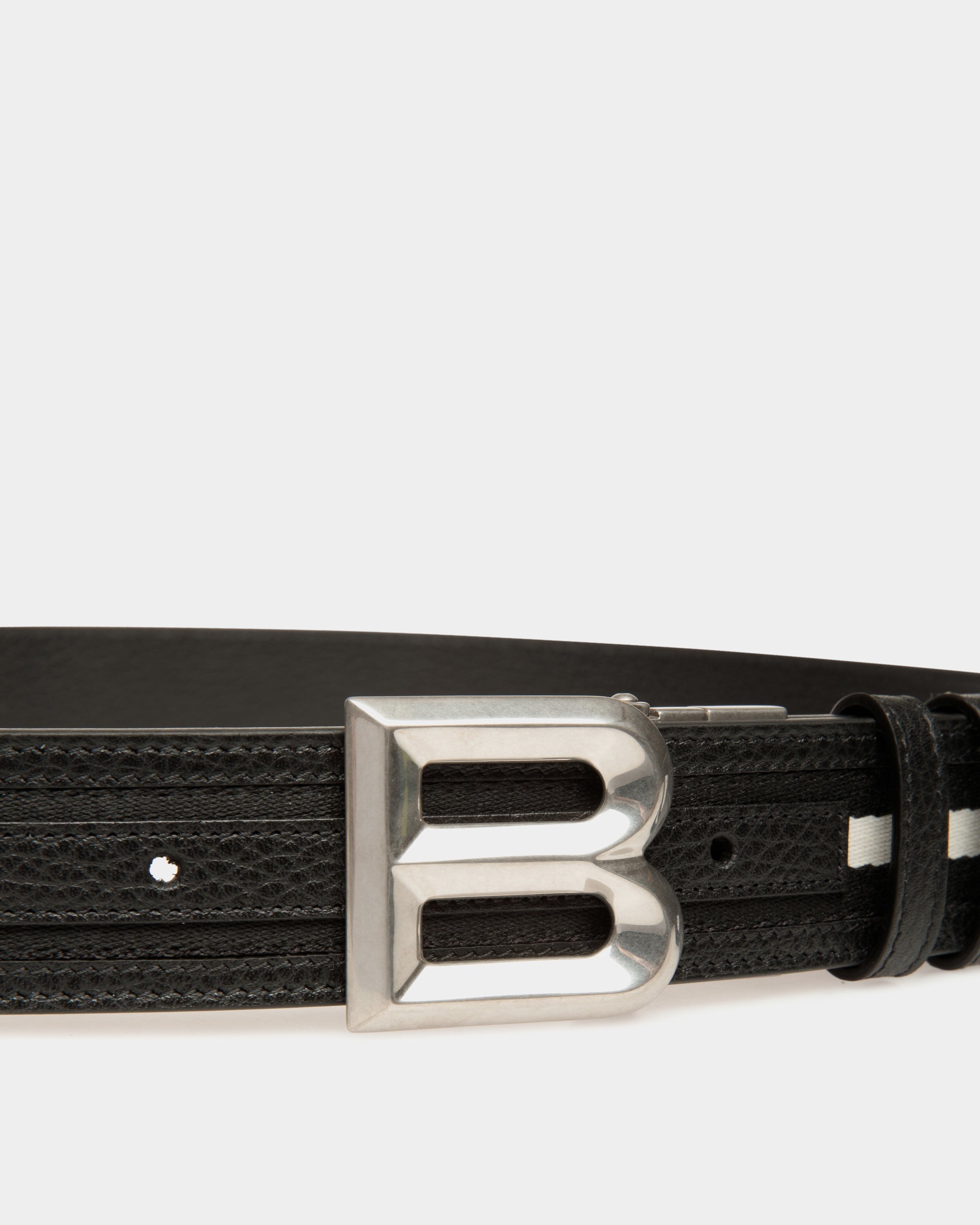 Bally B Bold 35mm Reversible Belt in Fabric And Leather-in-Black-4-Bally Outlet