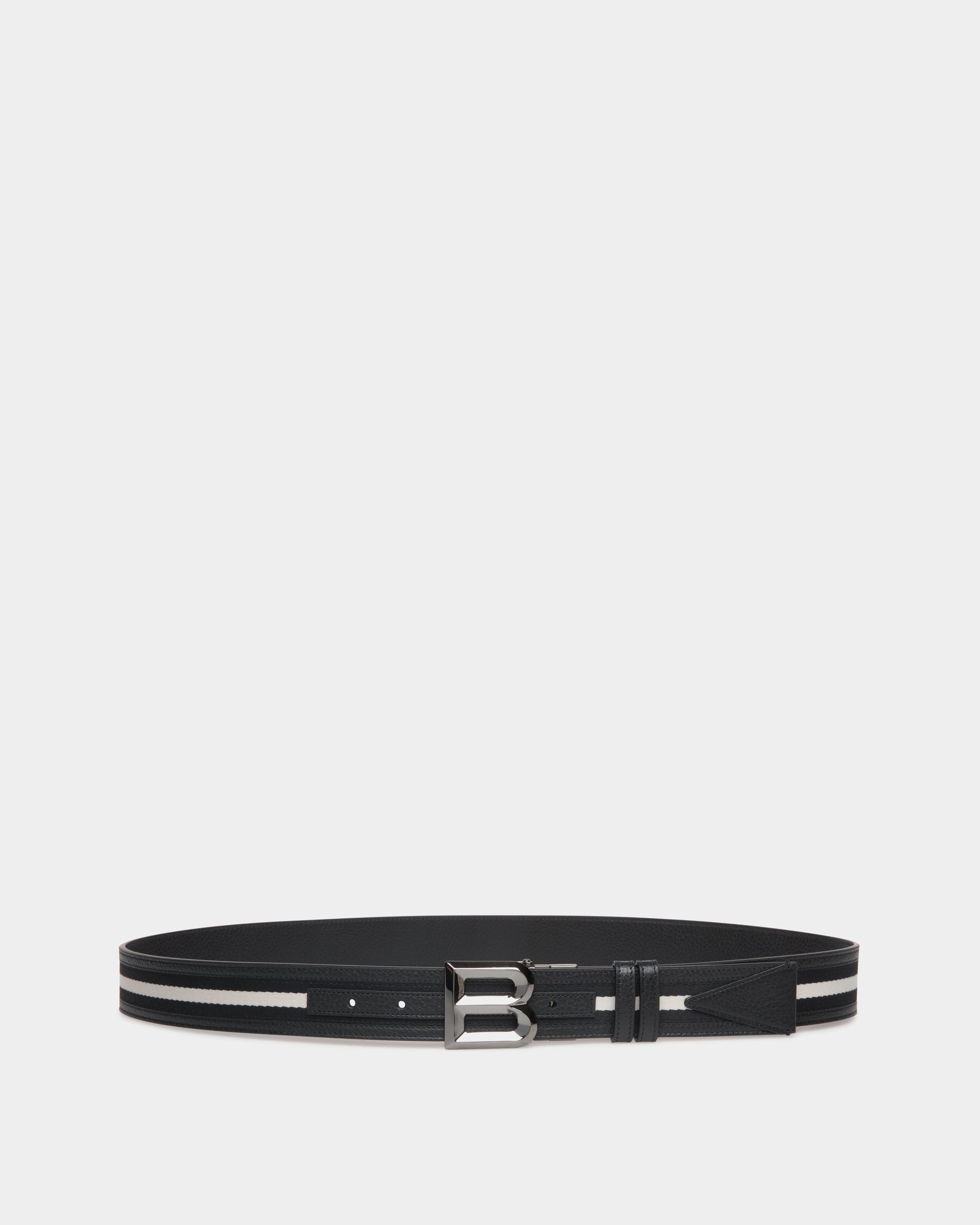 Bally B Bold 35mm Reversible Fabric And Leather Belt-in-Black-1-Bally Outlet