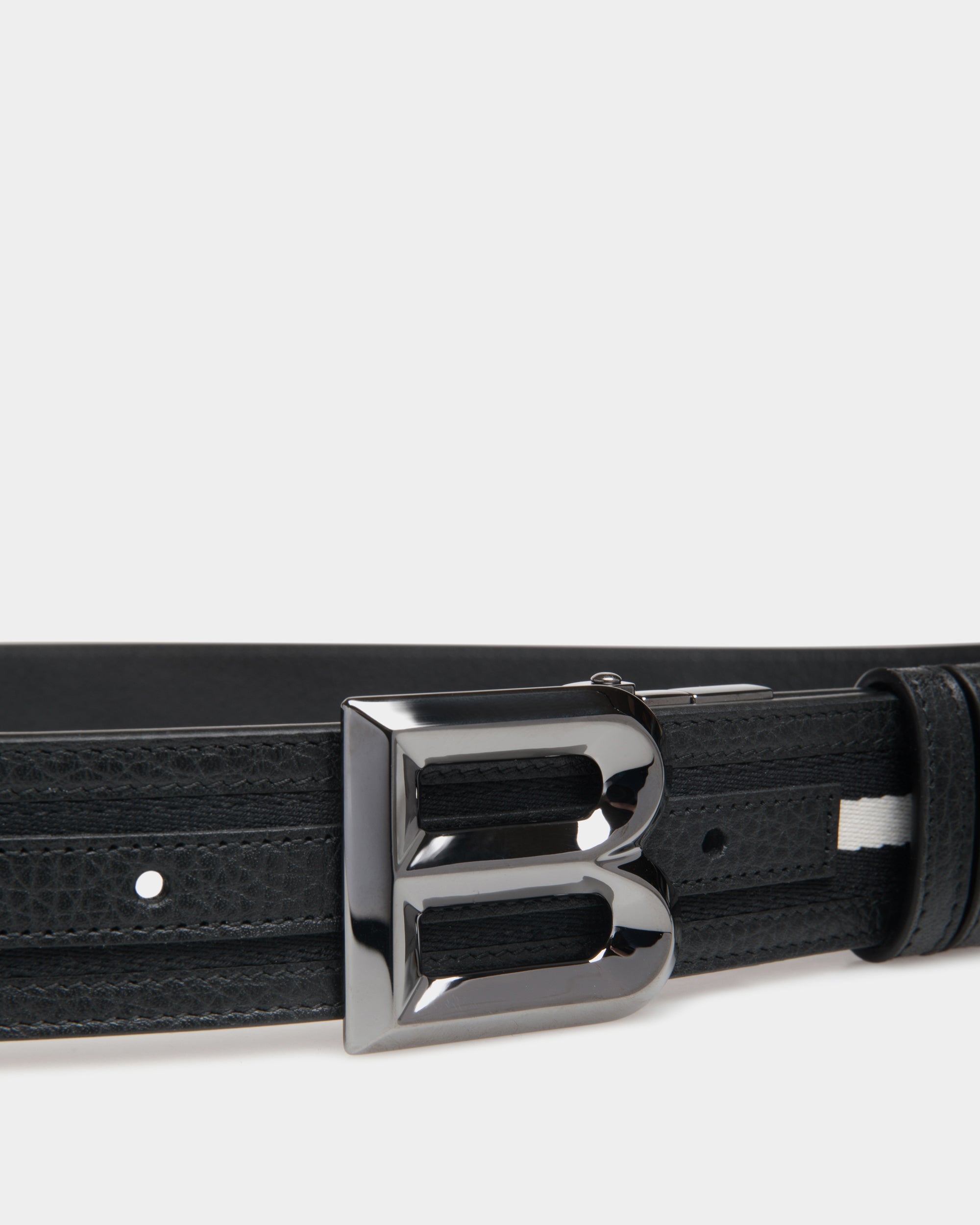 Bally B Bold 35mm Reversible Fabric And Leather Belt-in-Black-3-Bally Outlet