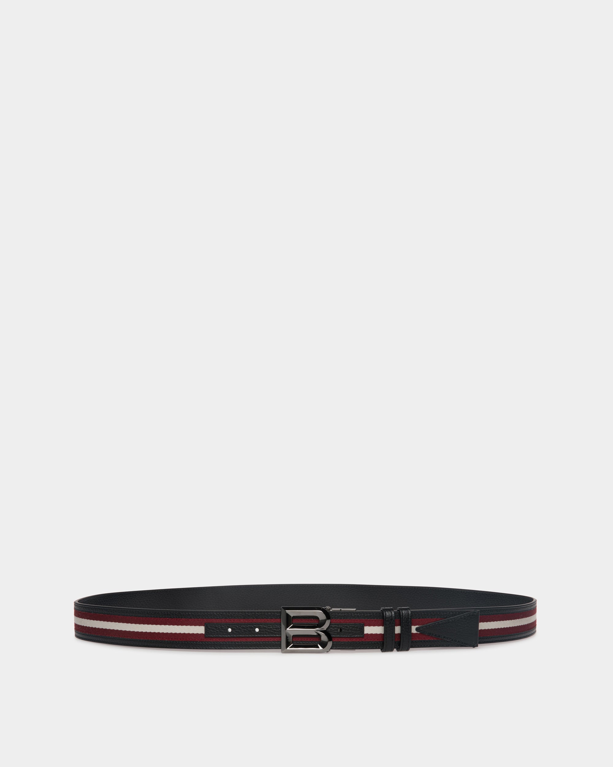 Bally B Bold 35mm Reversible Fabric And Leather Belt-in-Black-1-Bally Outlet