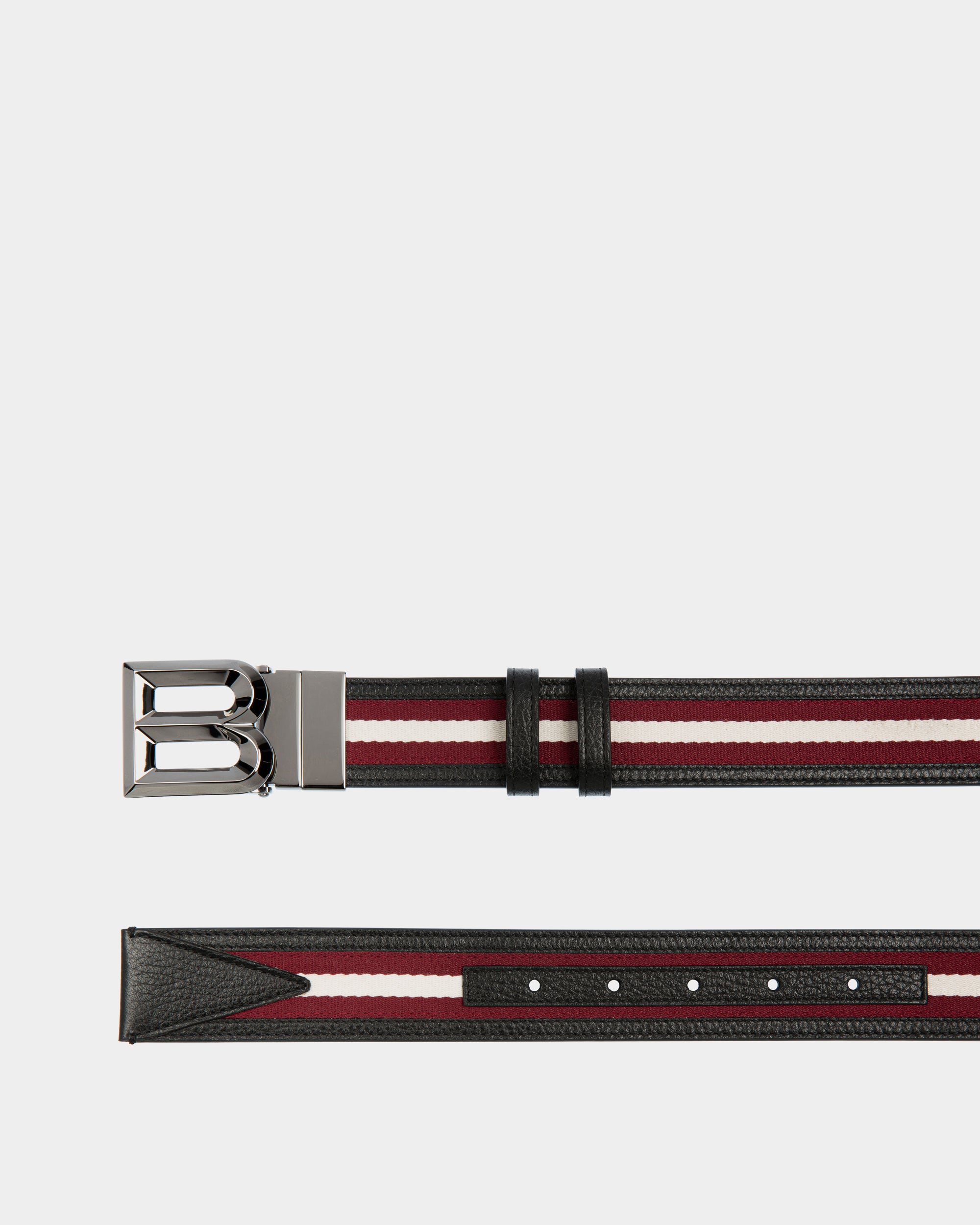 Bally B Bold 35mm Reversible Fabric And Leather Belt-in-Black-2-Bally Outlet