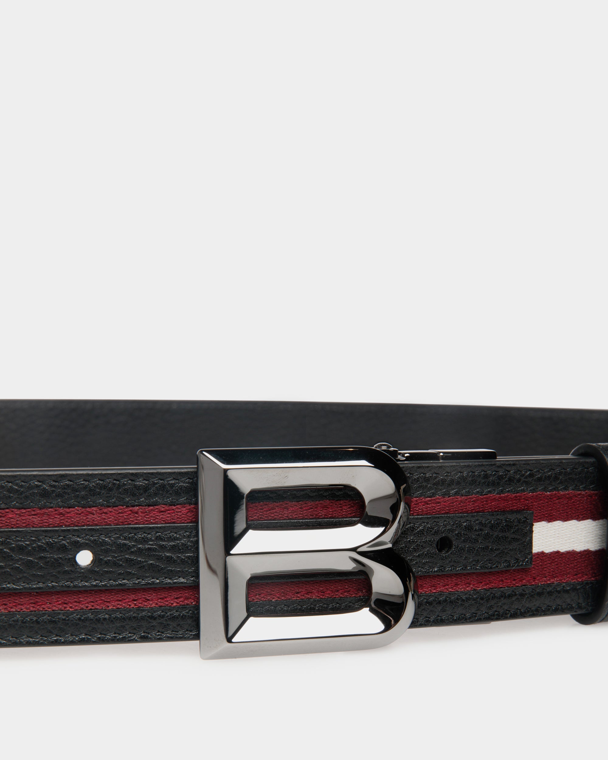 Bally B Bold 35mm Reversible Fabric And Leather Belt-in-Black-3-Bally Outlet