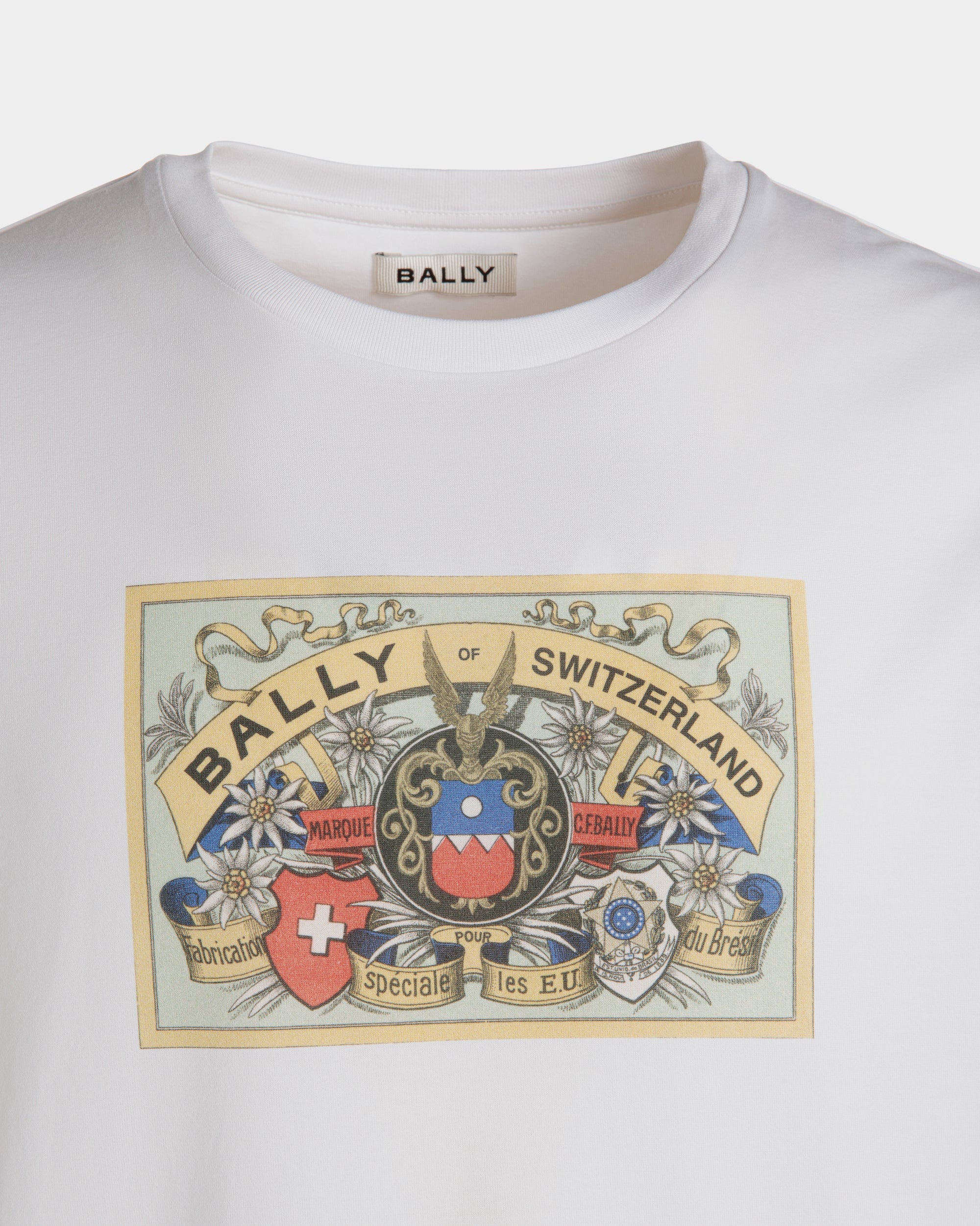Bally T-Shirt With Bally Crest Label In White Cotton-in-White-2-Bally Outlet