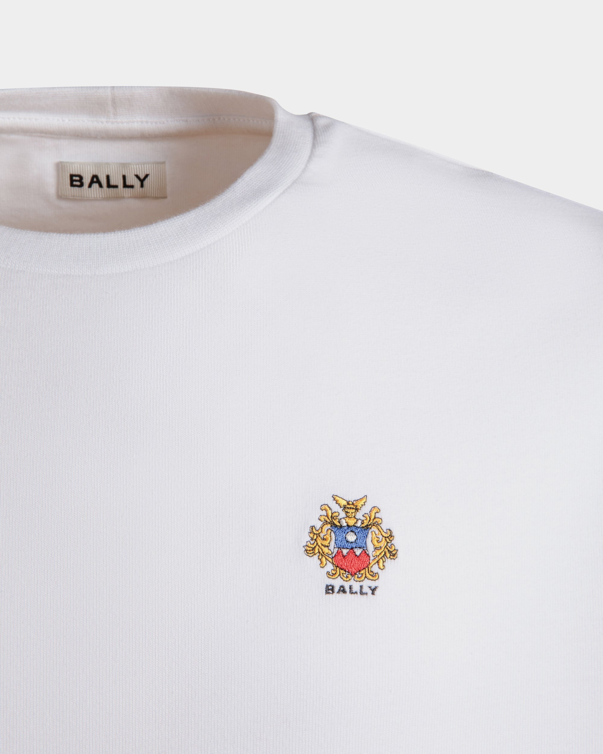 Bally T-Shirt With Bally Crest Logo In White Cotton-in-White-2-Bally Outlet