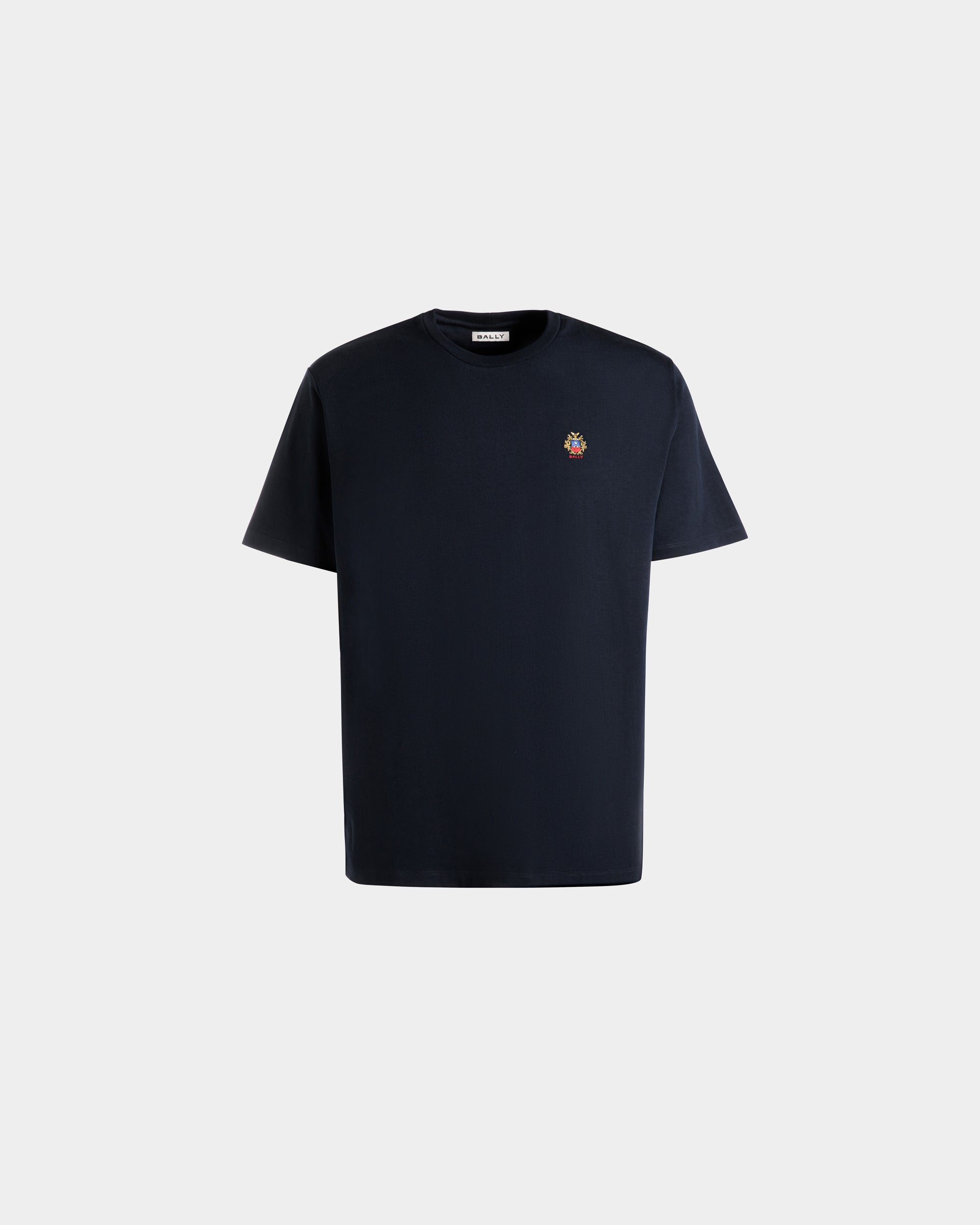 Bally T-Shirt With a Bally Crest Logo In Navy Blue Cotton-in-Blue-1-Bally Outlet