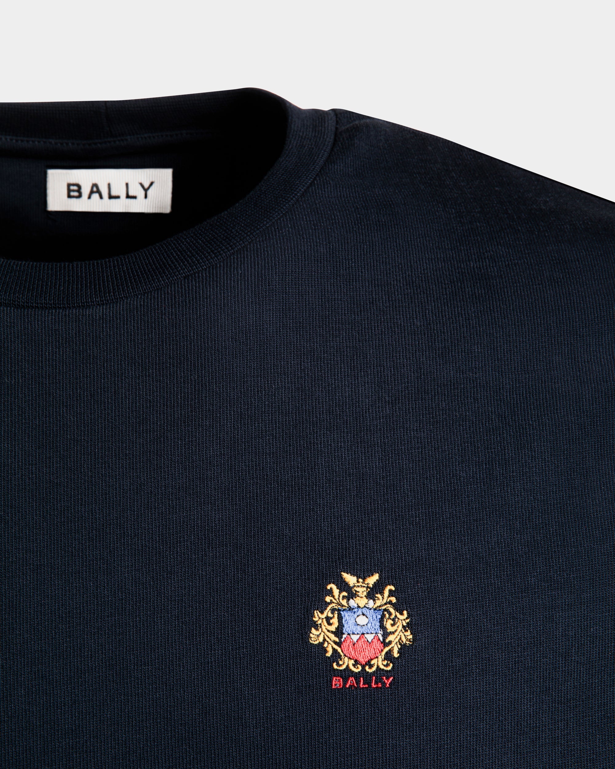 Bally T-Shirt With a Bally Crest Logo In Navy Blue Cotton-in-Blue-2-Bally Outlet