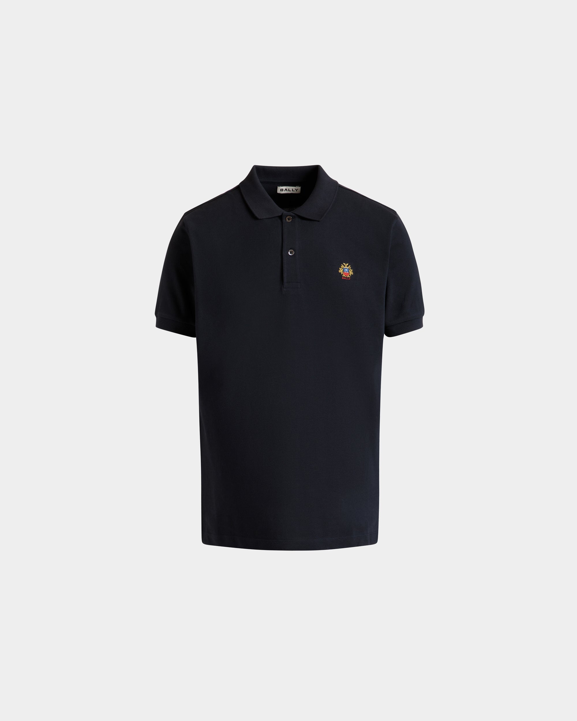 Bally Polo Shirt in Navy Blue Cotton-in-Blue-1-Bally Outlet