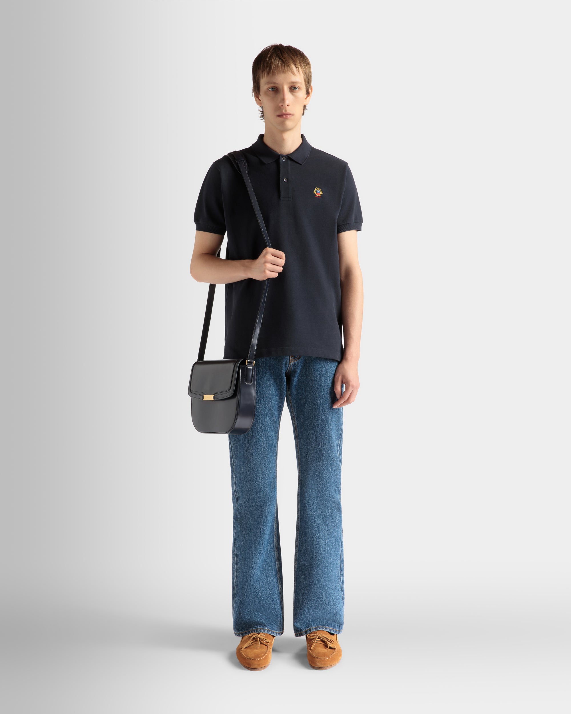 Bally Polo Shirt in Navy Blue Cotton-in-Blue-2-Bally Outlet