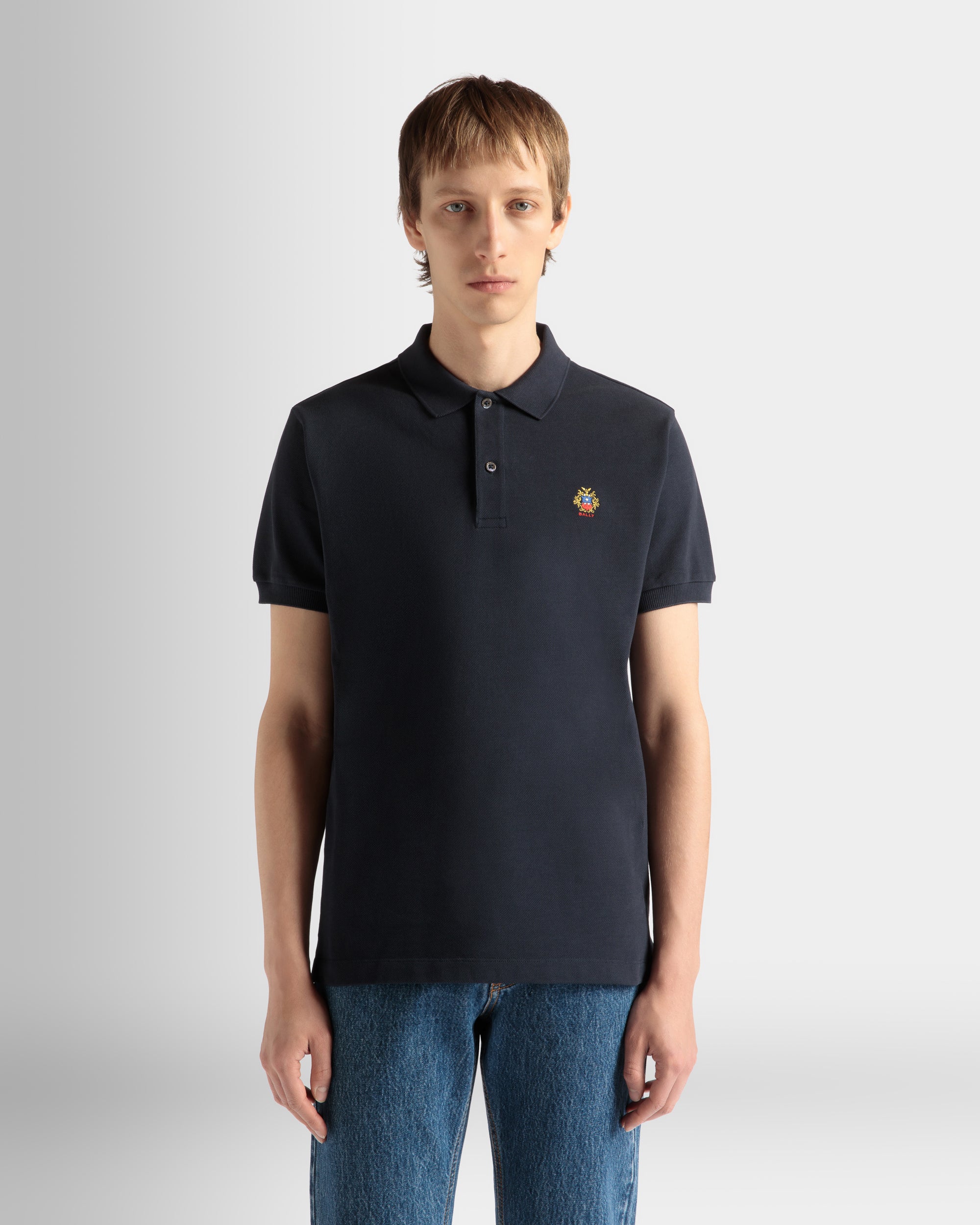 Bally Polo Shirt in Navy Blue Cotton-in-Blue-3-Bally Outlet
