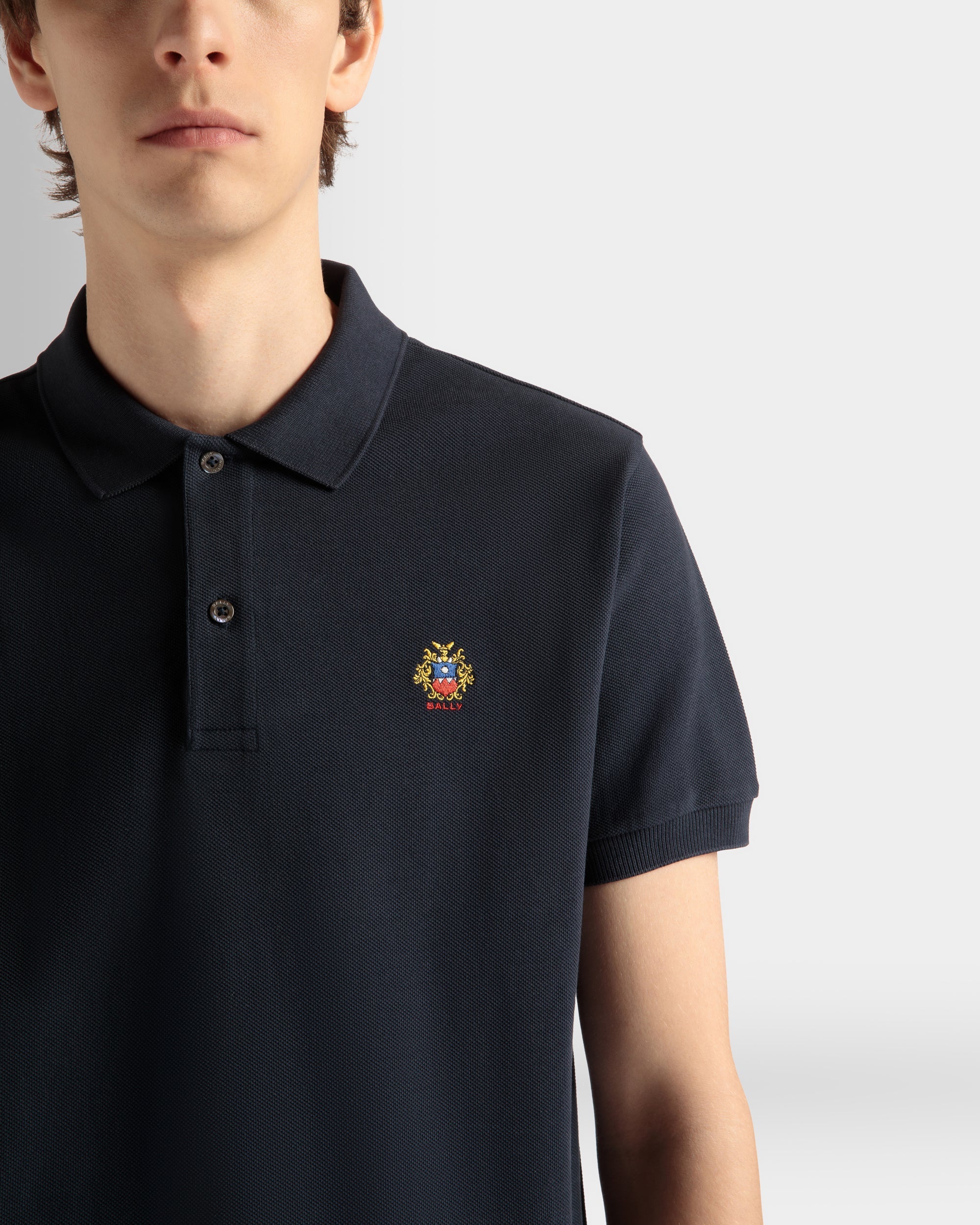 Bally Polo Shirt in Navy Blue Cotton-in-Blue-4-Bally Outlet