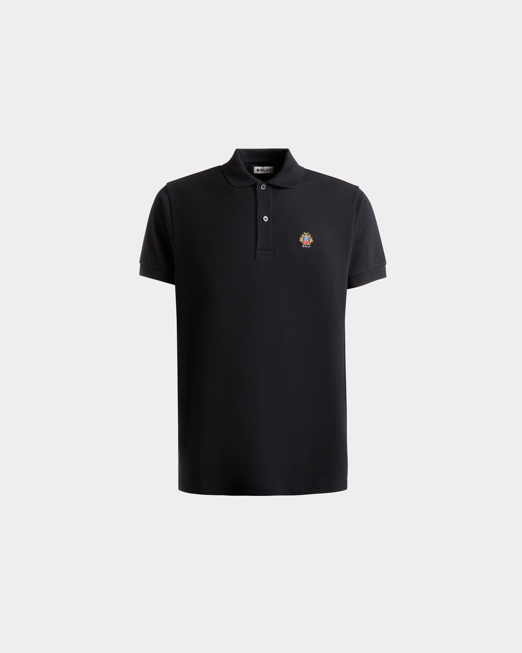 Bally Polo With Bally Crest Logo In Black Cotton-in-Black-1-Bally Outlet