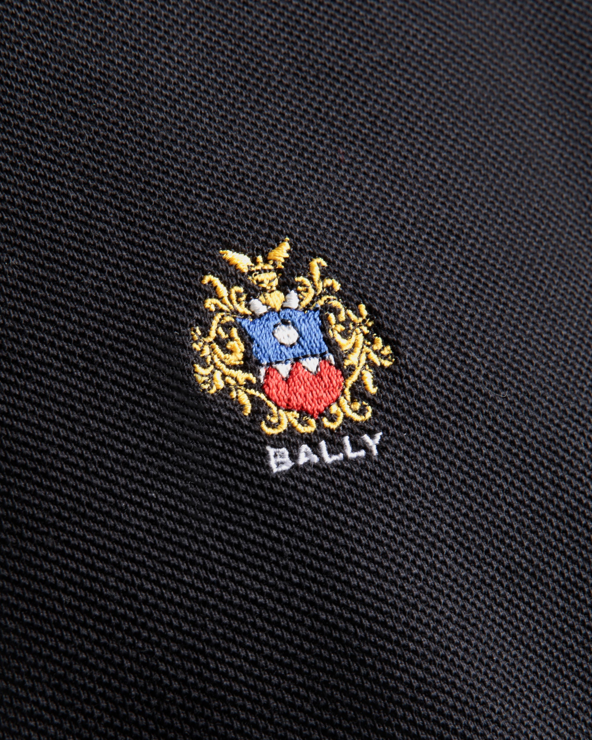 Bally Polo With Bally Crest Logo In Black Cotton-in-Black-2-Bally Outlet