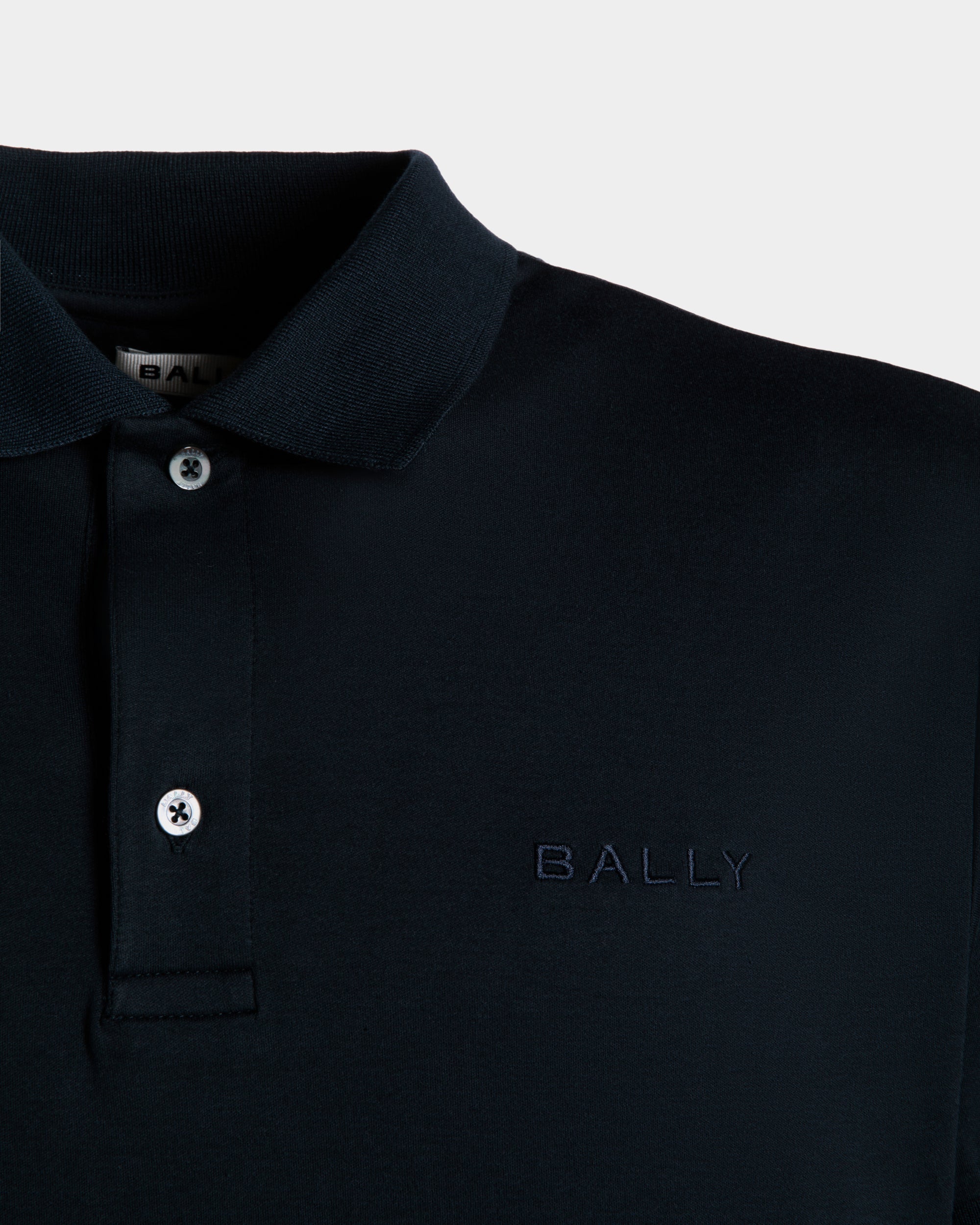 Bally Polo With Logo In Navy Blue Cashmere Blend-in-Blue-2-Bally Outlet