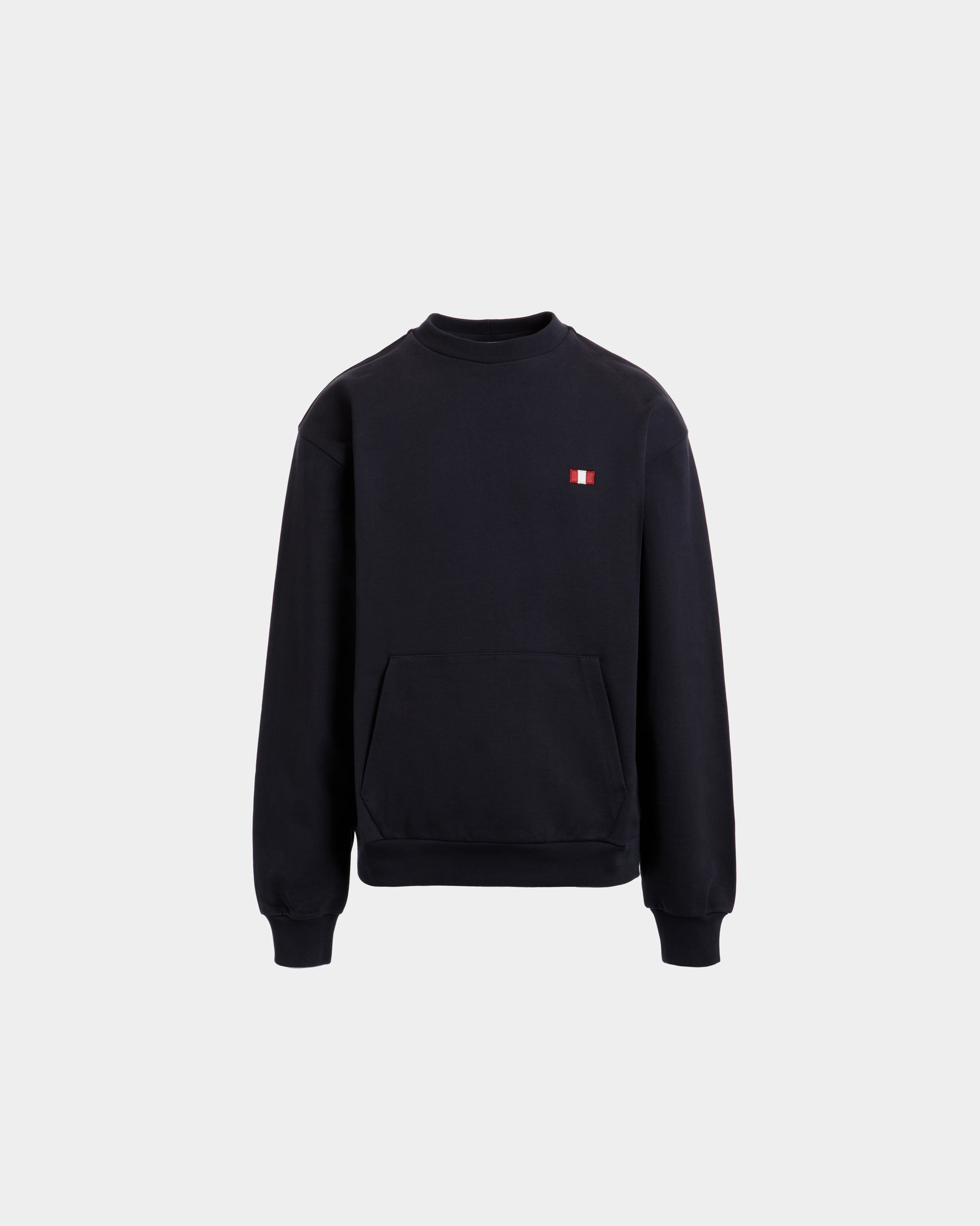 Crewneck Sweatshirt With a Bally Flag in Navy Blue Cotton-6310638-(1)-Bally Indonesia.