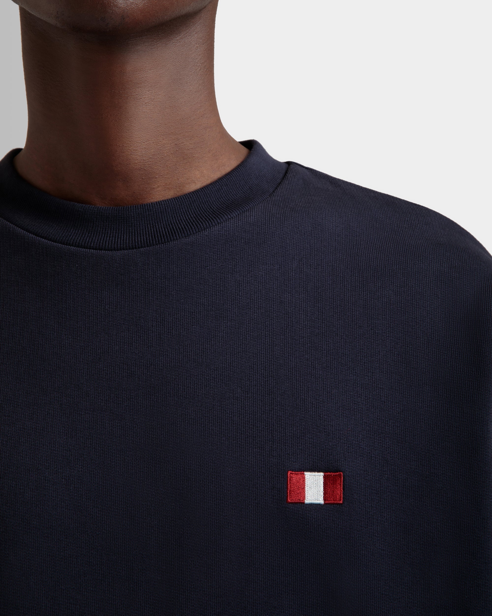 Crewneck Sweatshirt With a Bally Flag in Navy Blue Cotton-6310638-(3)-Bally Indonesia.