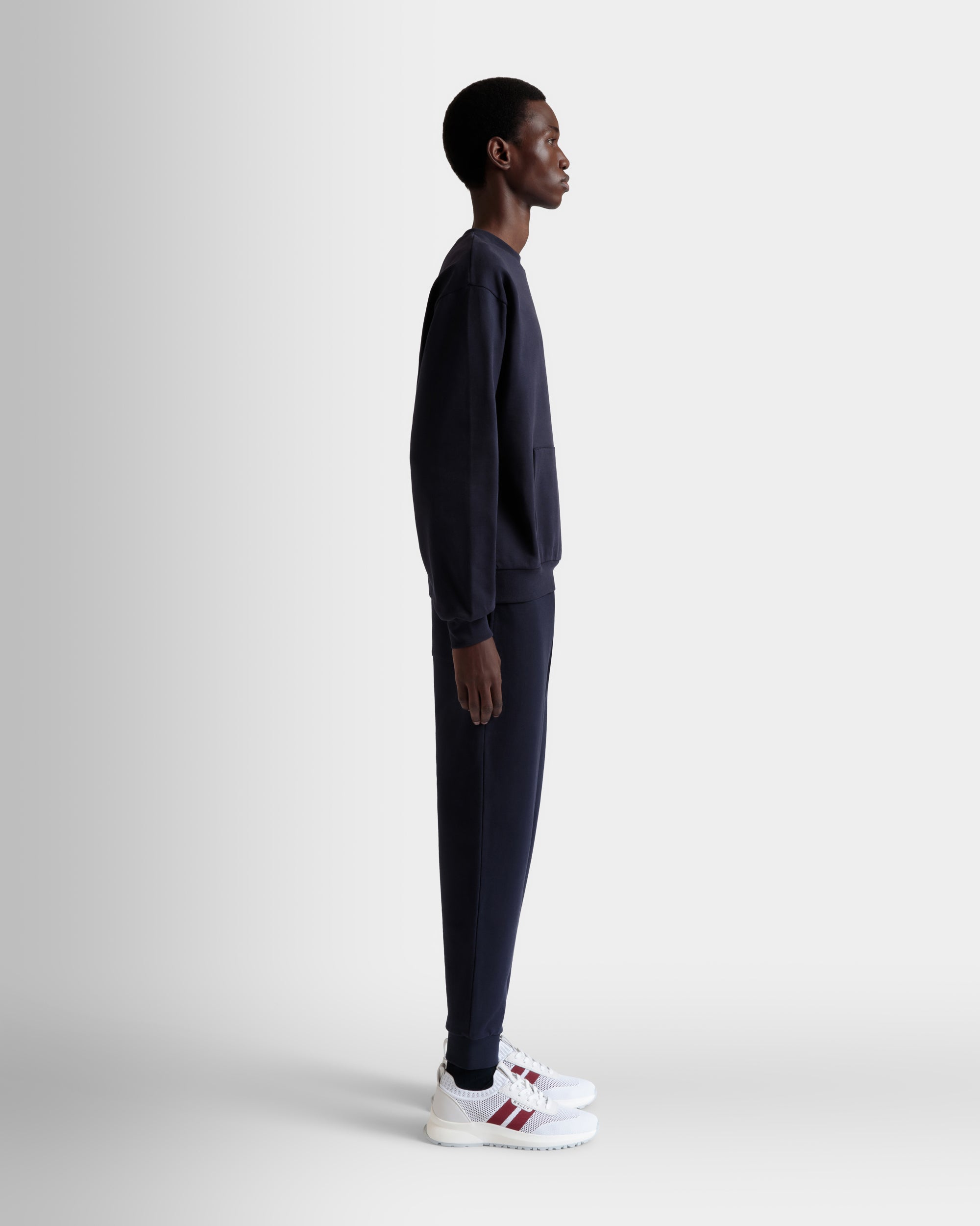 Crewneck Sweatshirt With a Bally Flag in Navy Blue Cotton-6310638-(5)-Bally Indonesia.