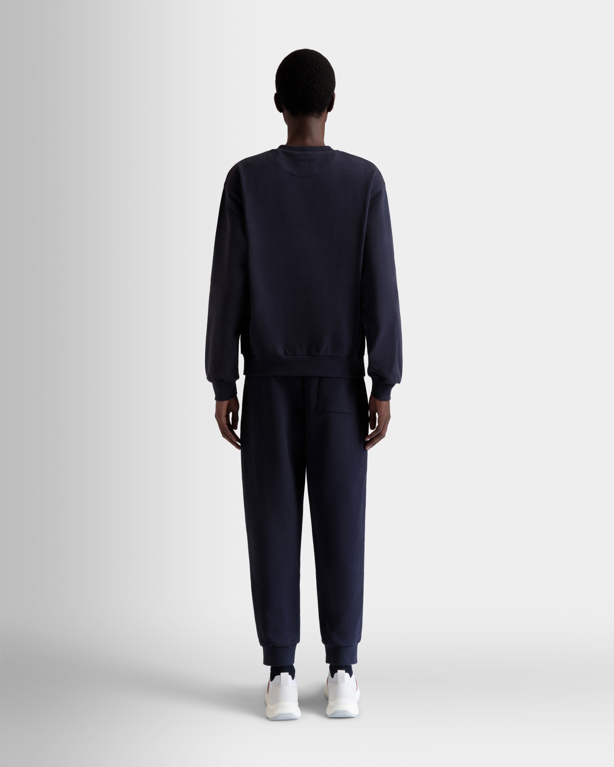 Crewneck Sweatshirt With a Bally Flag in Navy Blue Cotton-6310638-(6)-Bally Indonesia.