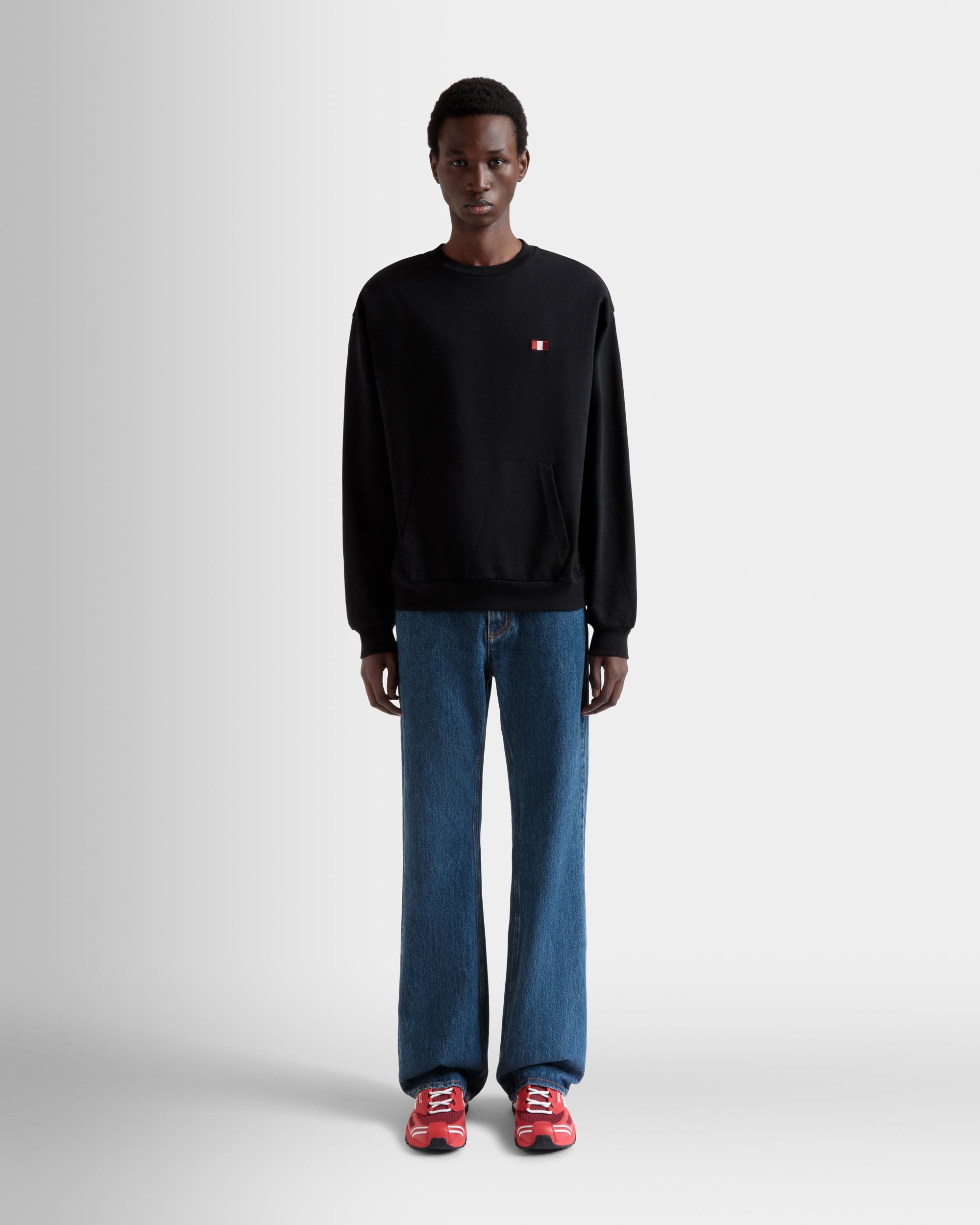 Crewneck Sweatshirt With a Bally Flag in Black Cotton-6310639-(2)-Bally Indonesia.