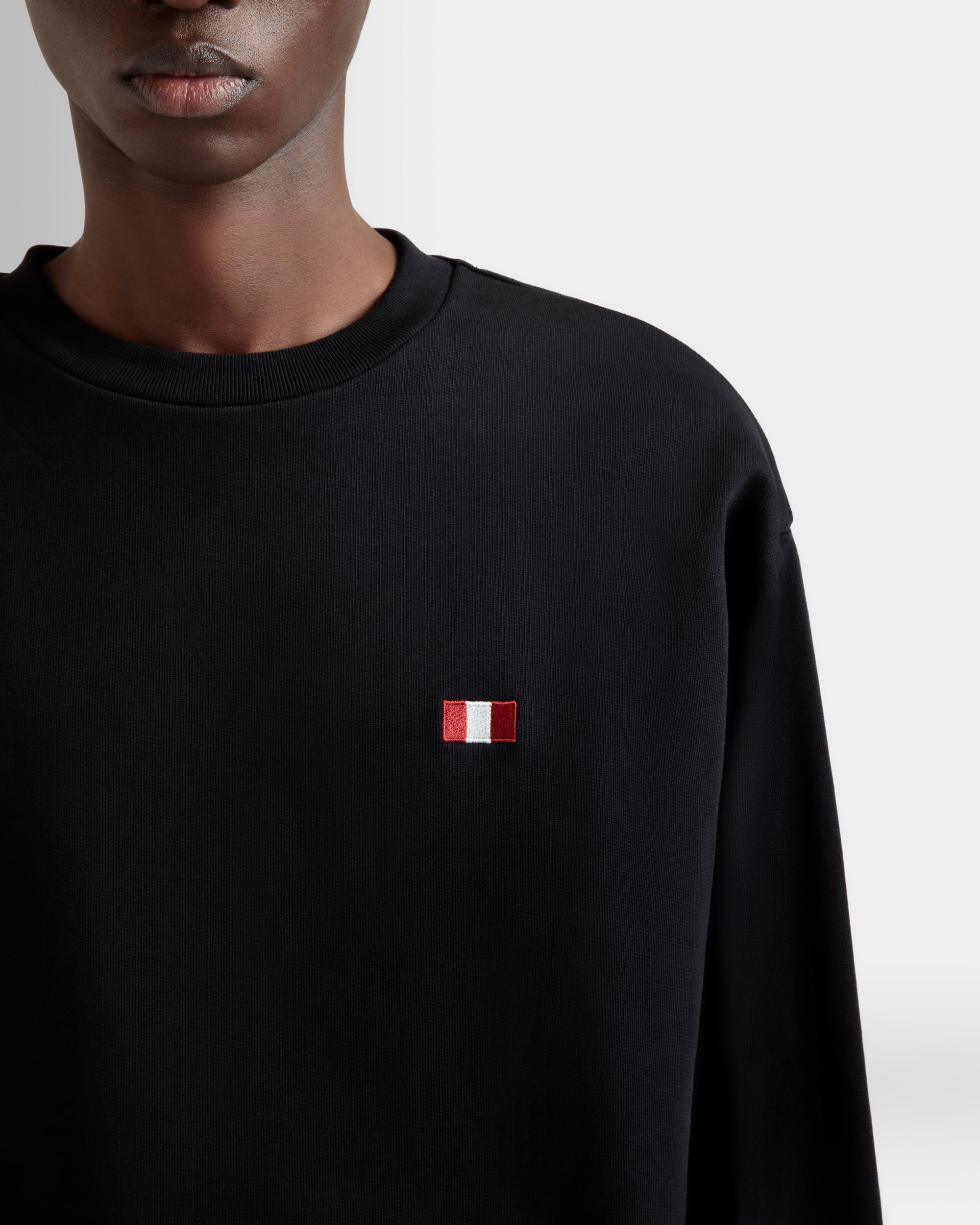 Crewneck Sweatshirt With a Bally Flag in Black Cotton-6310639-(3)-Bally Indonesia.