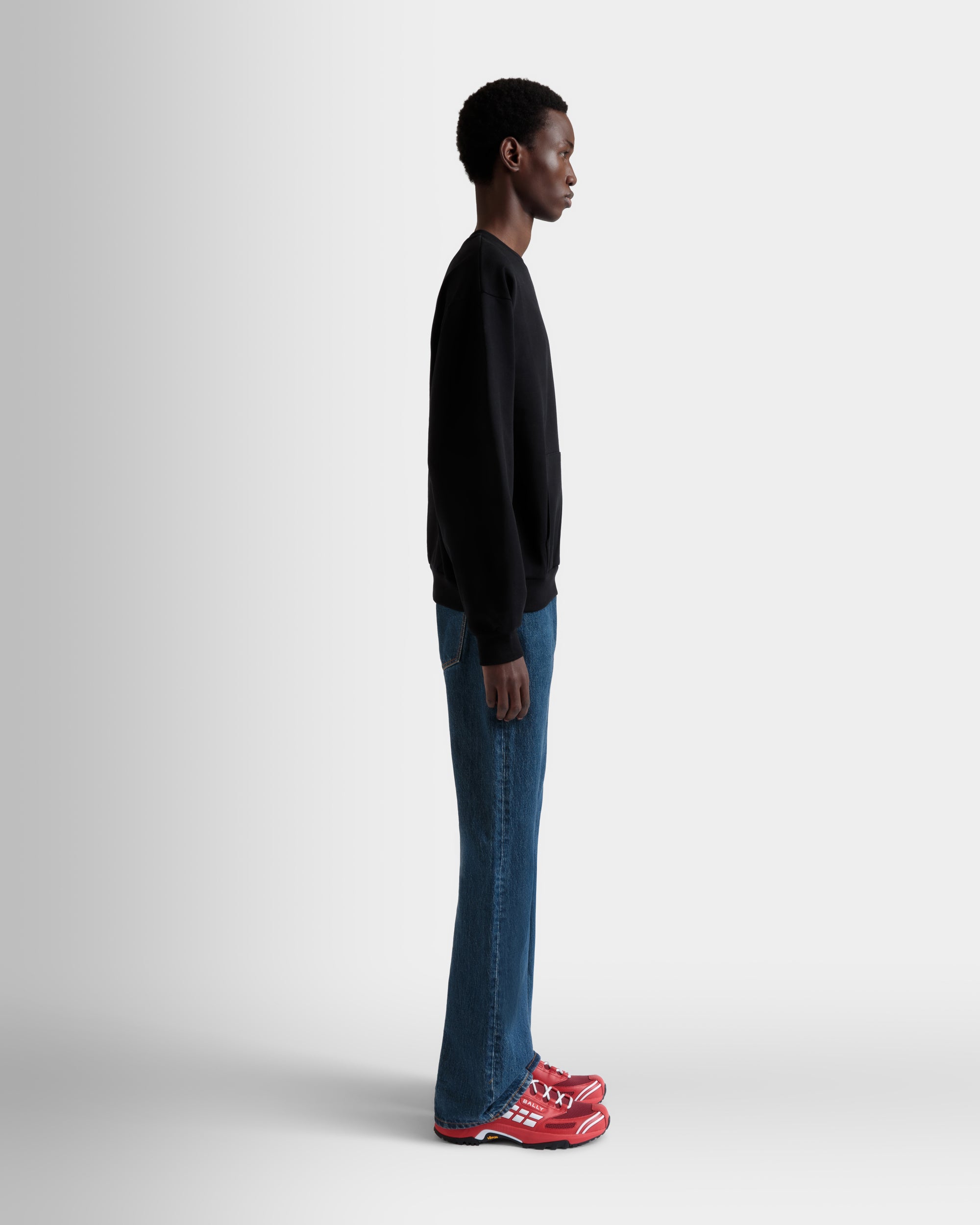 Crewneck Sweatshirt With a Bally Flag in Black Cotton-6310639-(5)-Bally Indonesia.