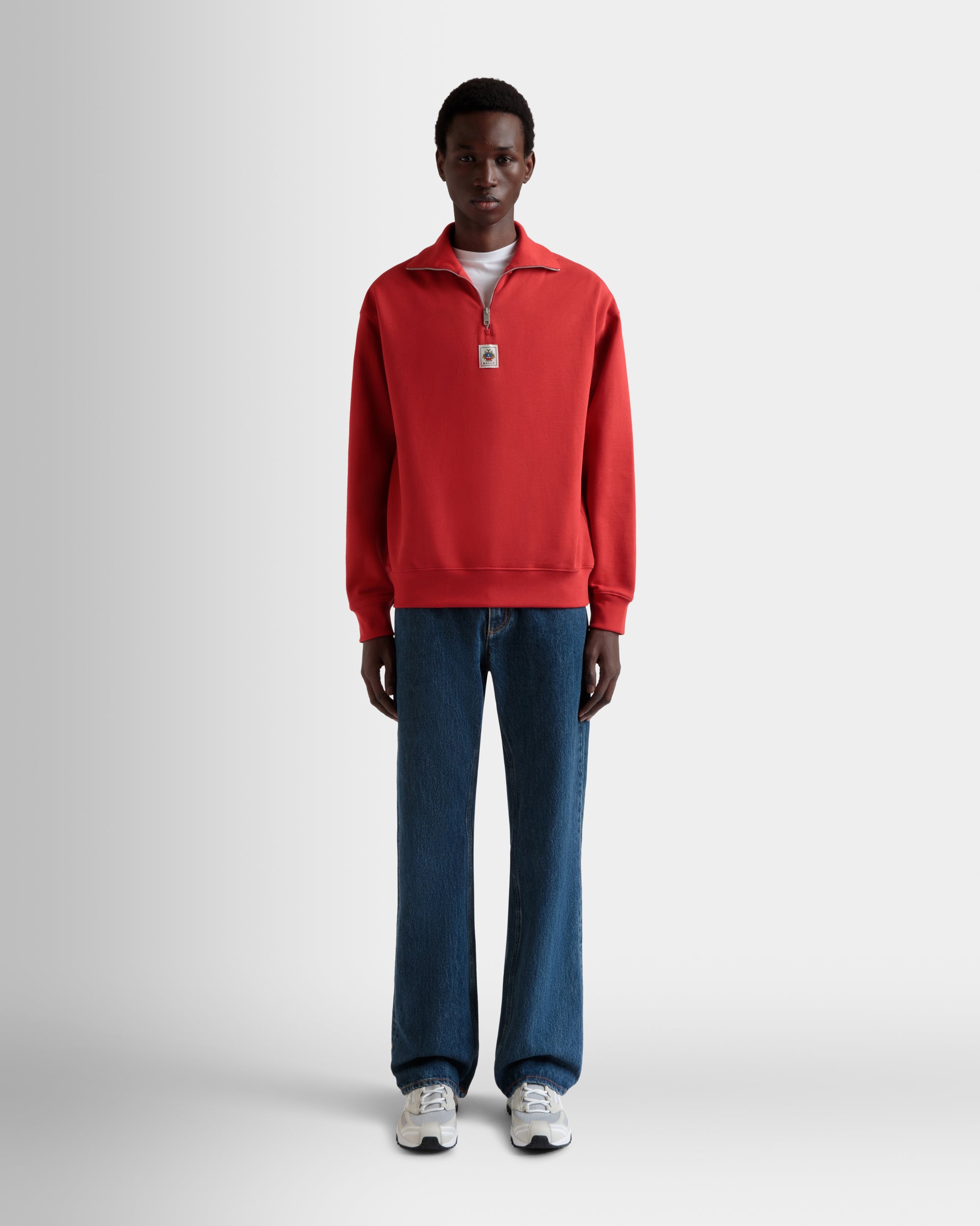 Half Zip Sweatshirt in Red Cotton-6310512-(2)-Bally Indonesia.