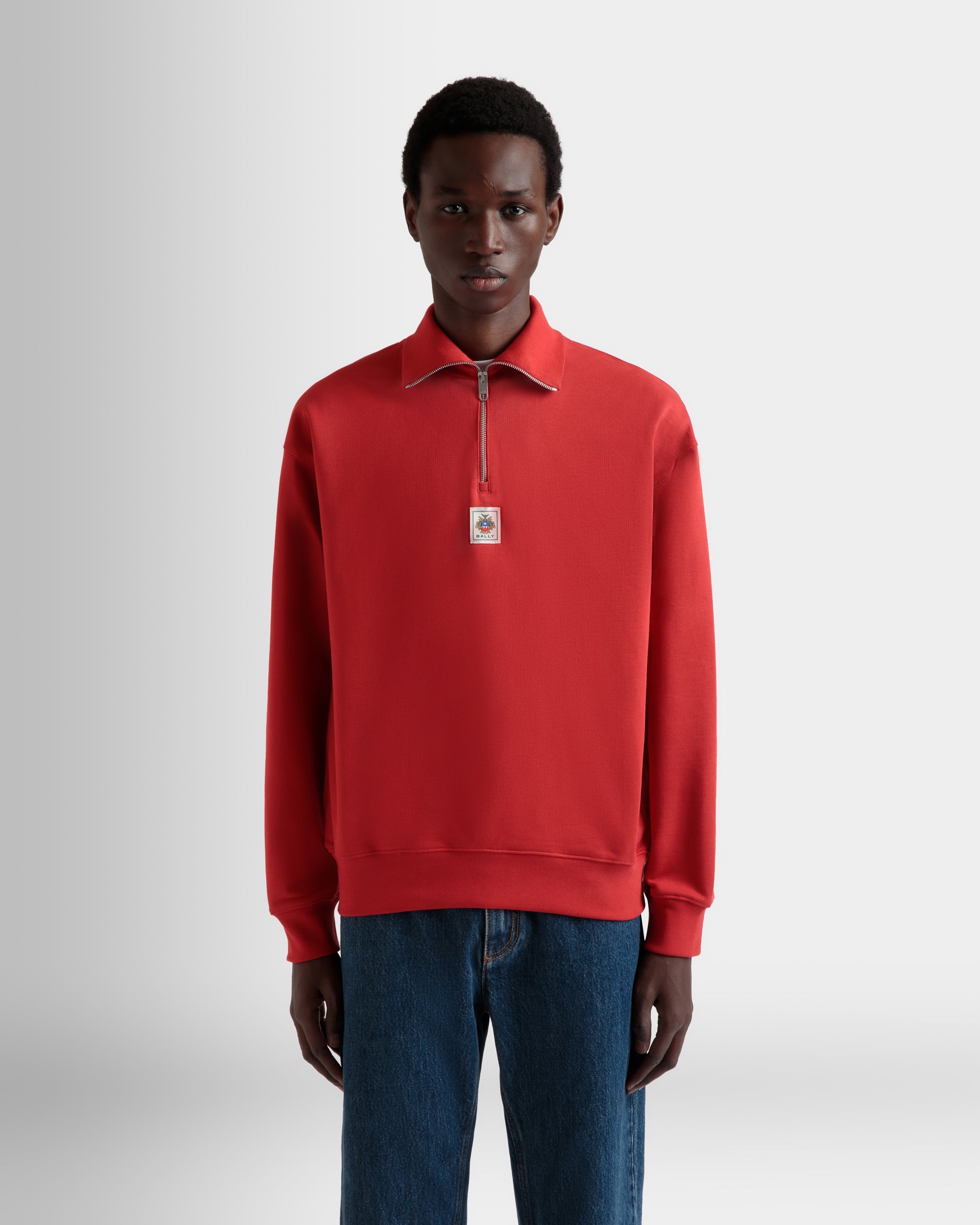 Half Zip Sweatshirt in Red Cotton-6310512-(8)-Bally Indonesia.