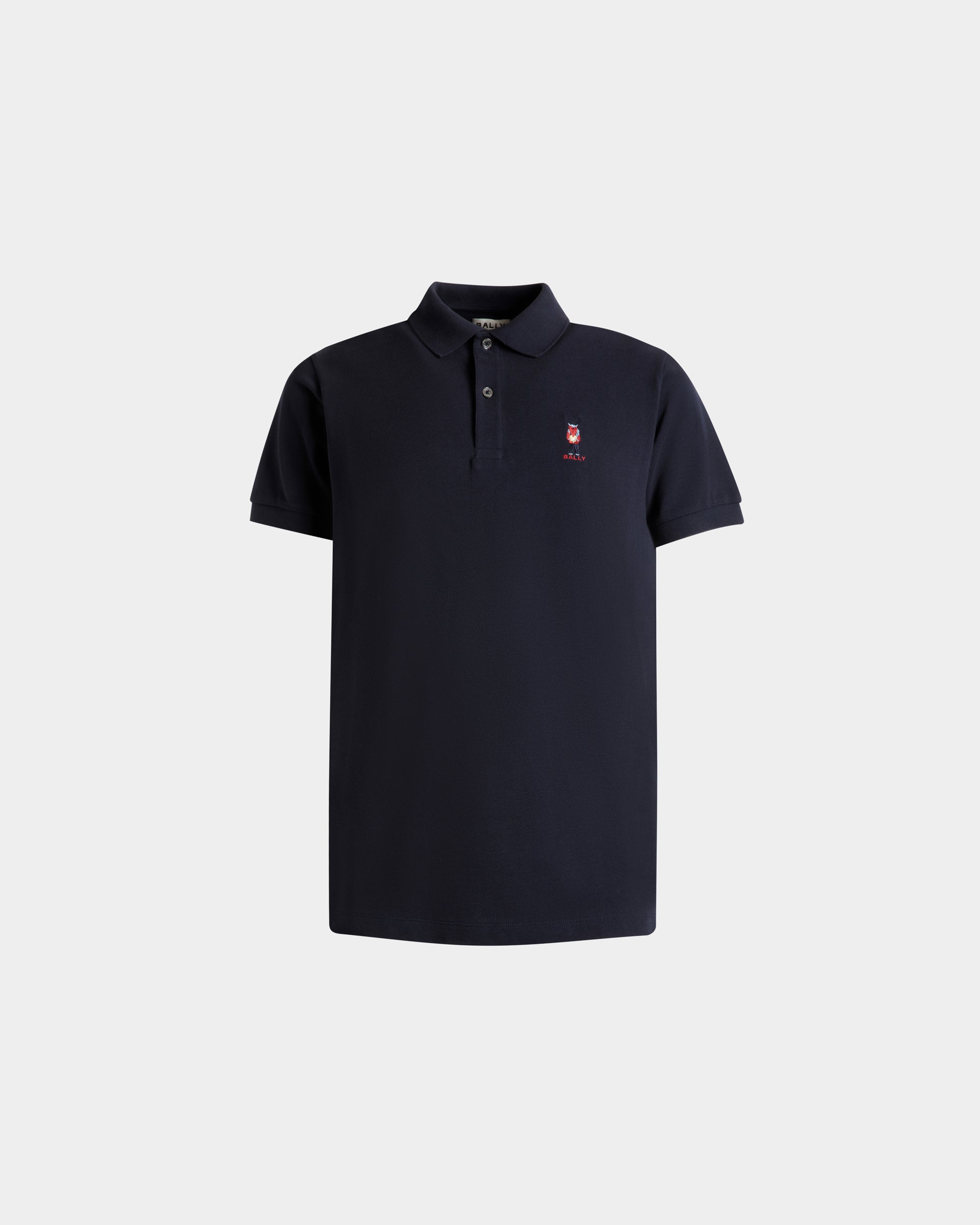 Bally Polo With Forest Mask In Navy Blue Cotton-in-Blue-1-Bally Outlet