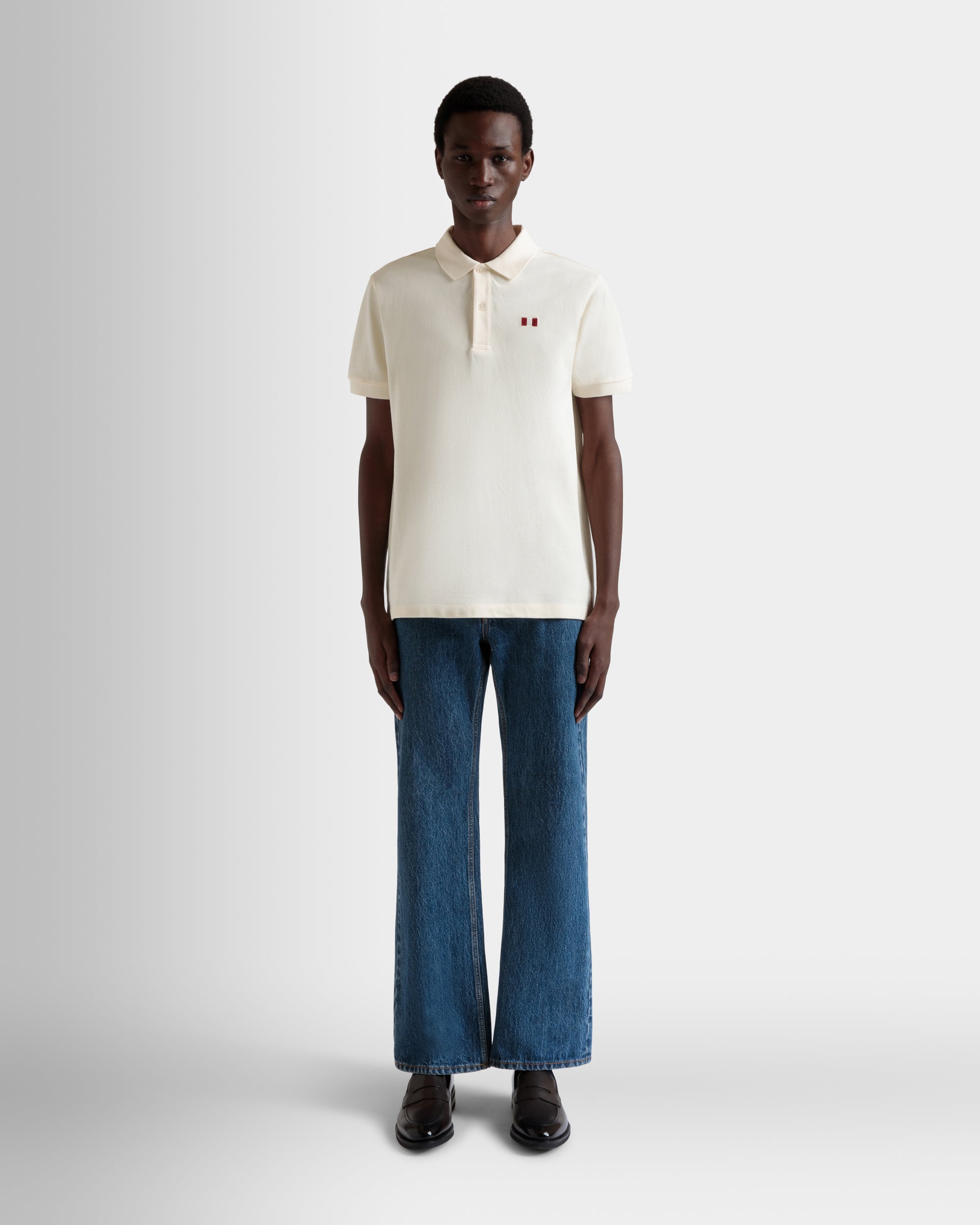 Polo With a Bally Flag in Ivory Cotton-6310515-(2)-Bally Indonesia.