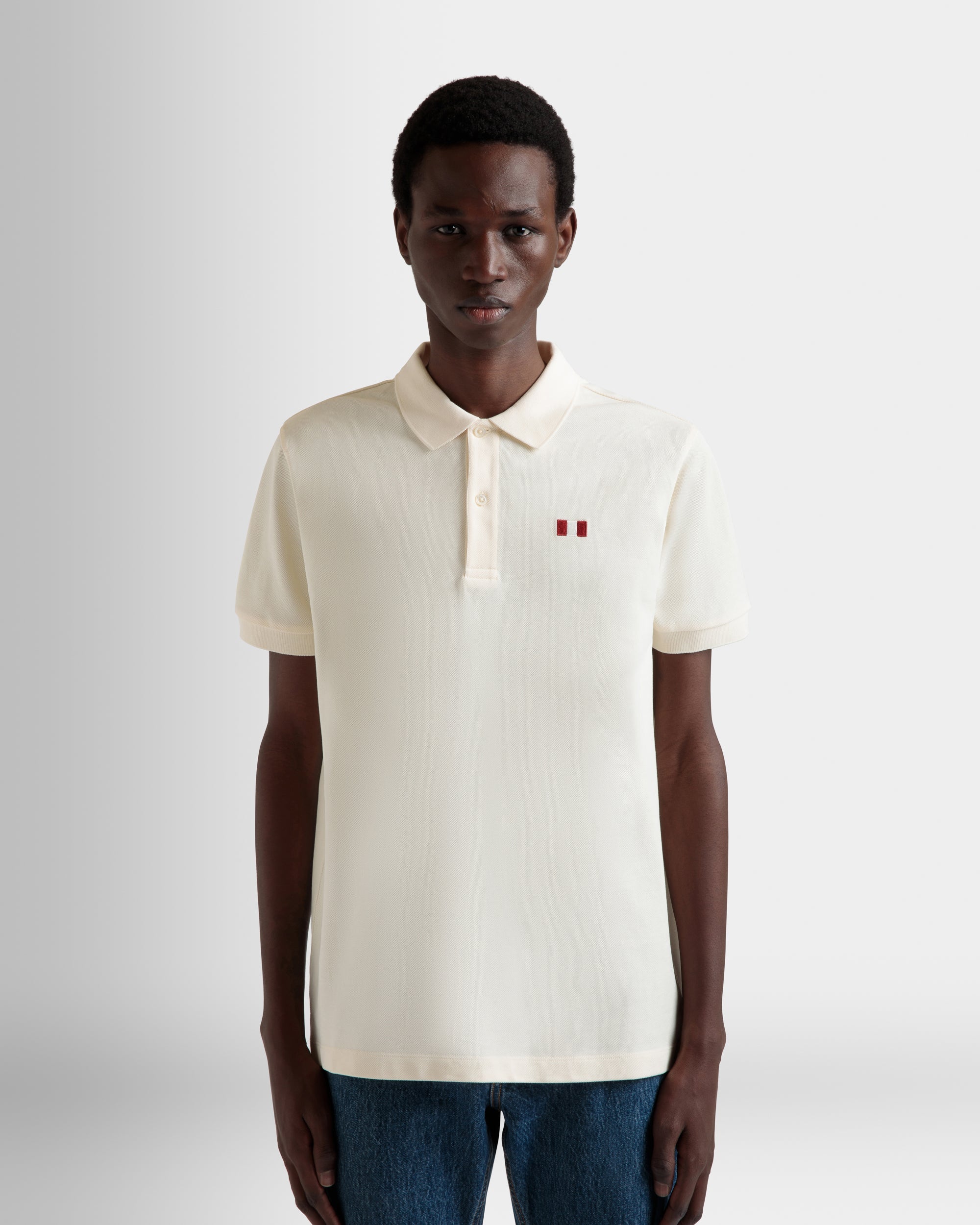 Polo With a Bally Flag in Ivory Cotton-6310515-(8)-Bally Indonesia.