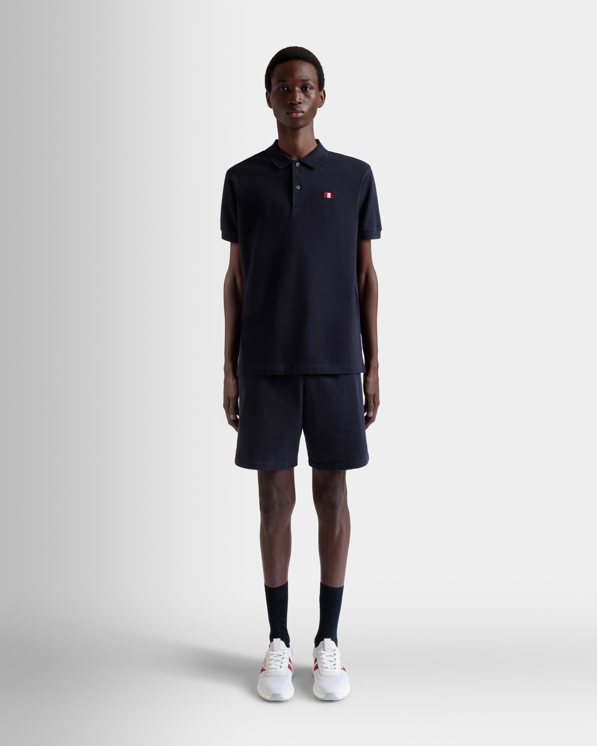 Polo Shirt With a Bally Flag in Navy Blue Cotton-6310650-(2)-Bally Indonesia.