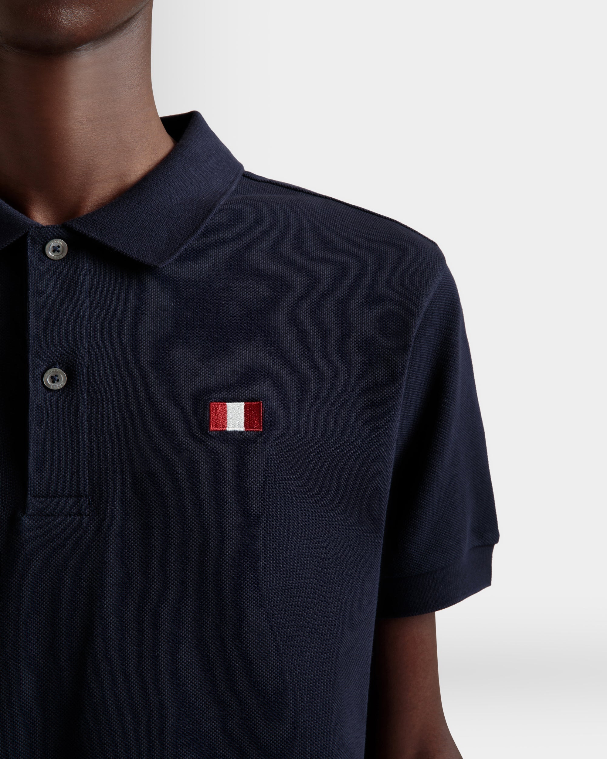 Polo Shirt With a Bally Flag in Navy Blue Cotton-6310650-(3)-Bally Indonesia.