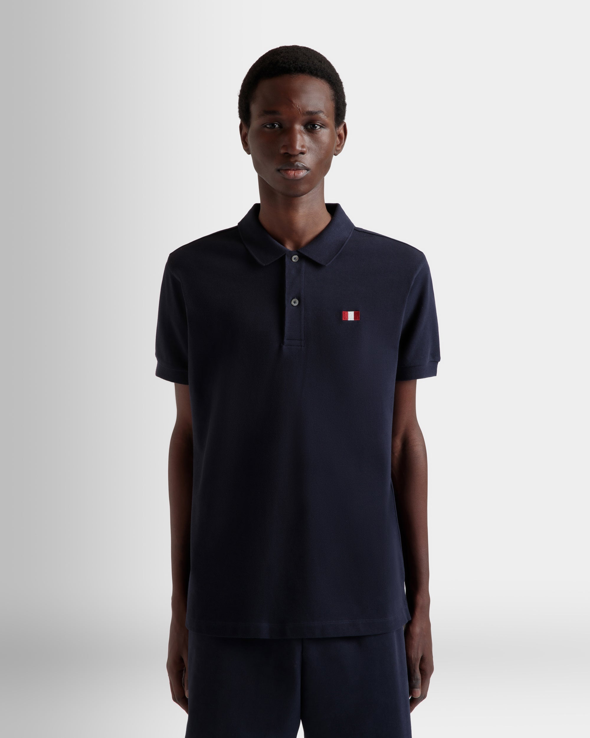 Polo Shirt With a Bally Flag in Navy Blue Cotton-6310650-(8)-Bally Indonesia.