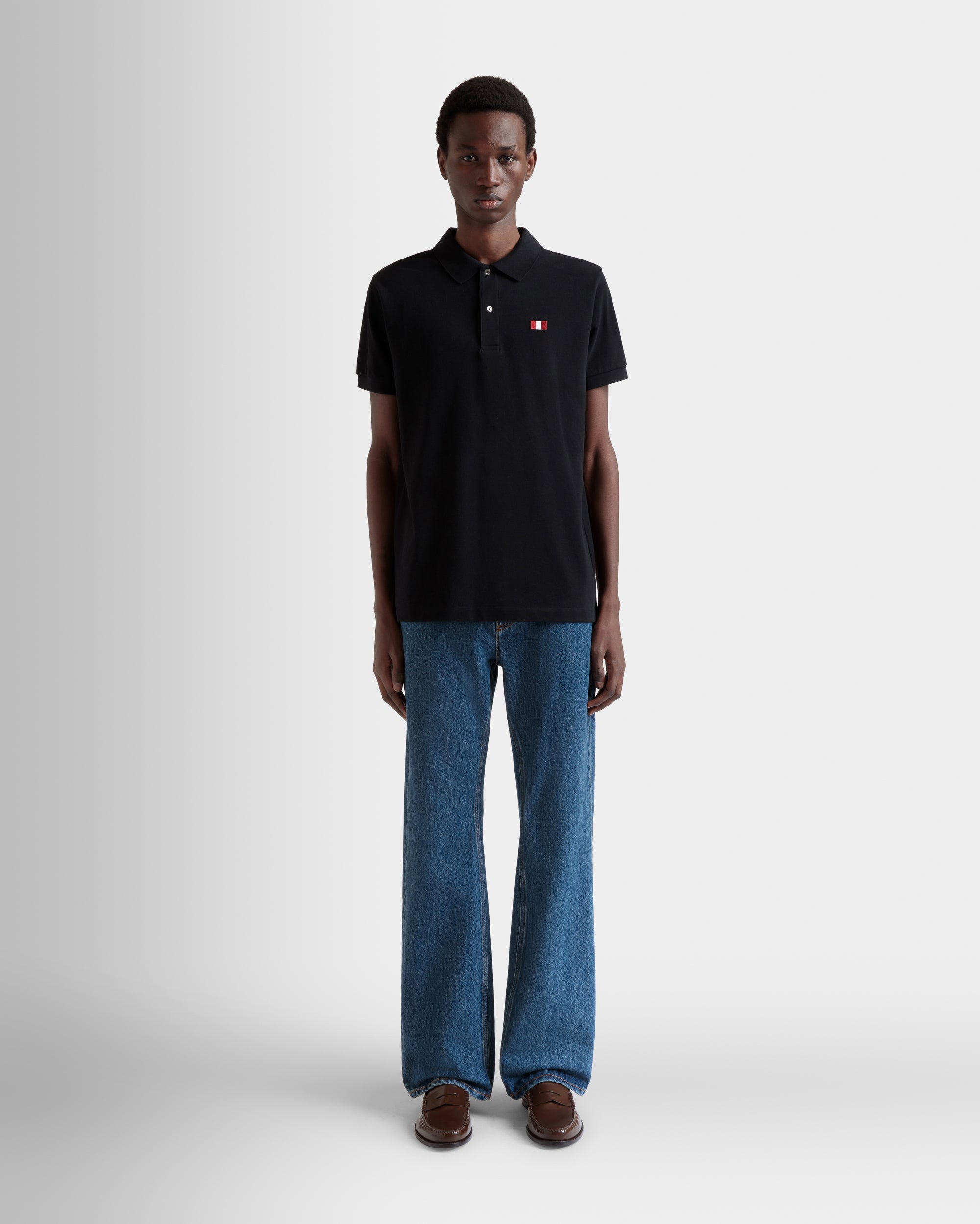 Polo With a Bally Flag in Black Cotton-6310516-(2)-Bally Indonesia.