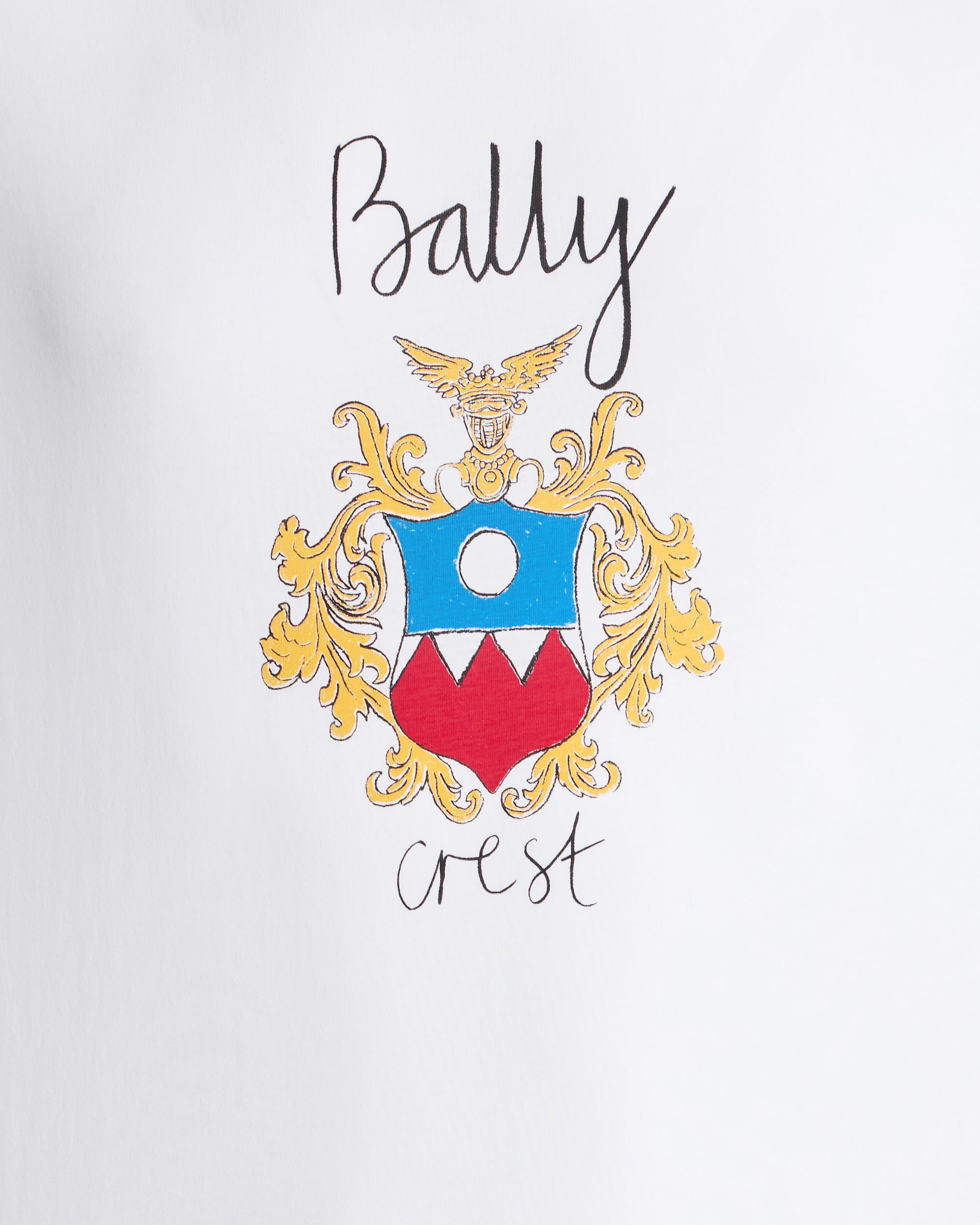 Bally White Cotton T-Shirt With Bally Crest-in-White-2-Bally Outlet