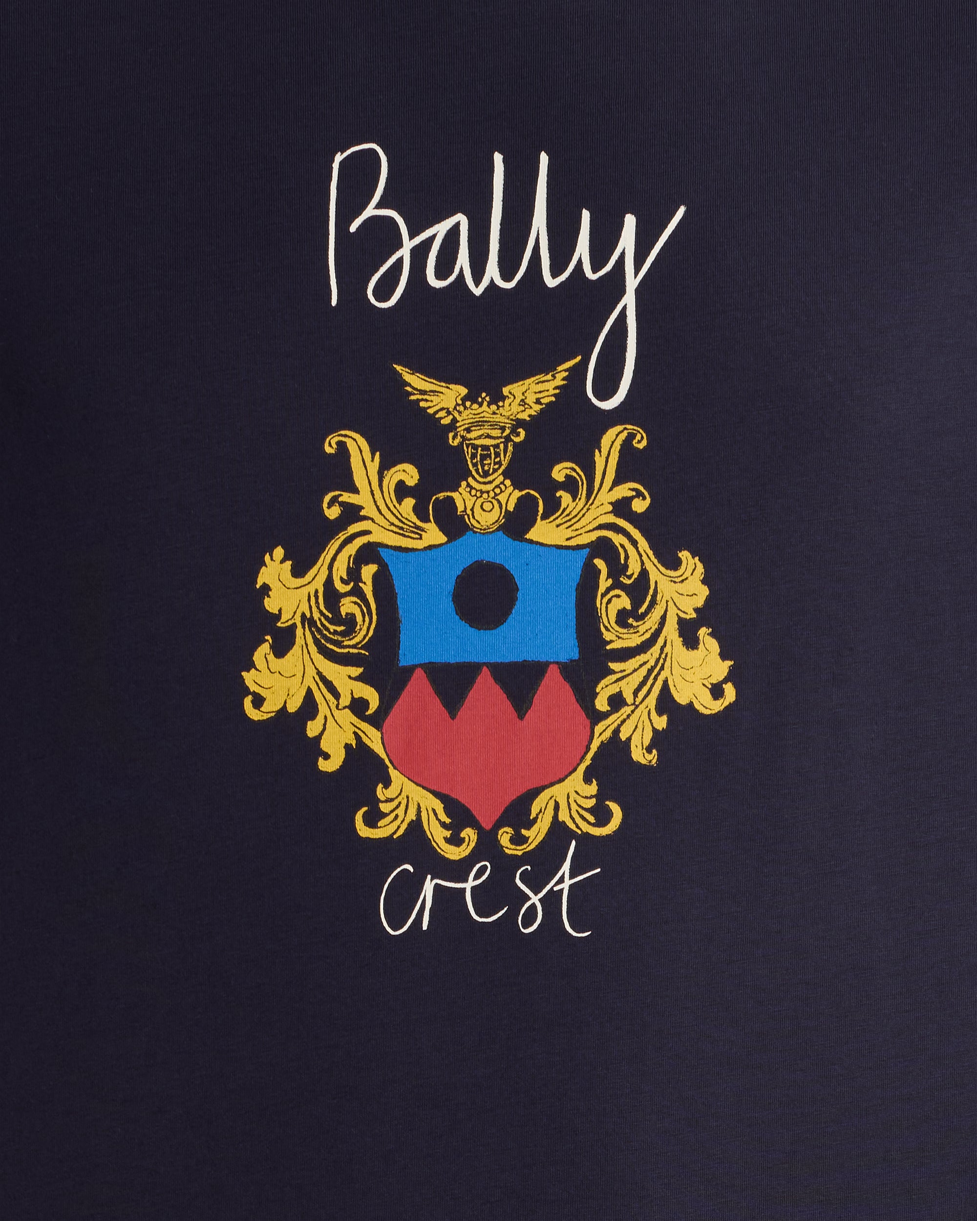 Bally Navy Cotton T-Shirt With Bally Crest-in-Navy-2-Bally Outlet