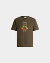 Bally Military Green Cotton T-Shirt With a Bally Crest-in-Green-1-Bally Outlet