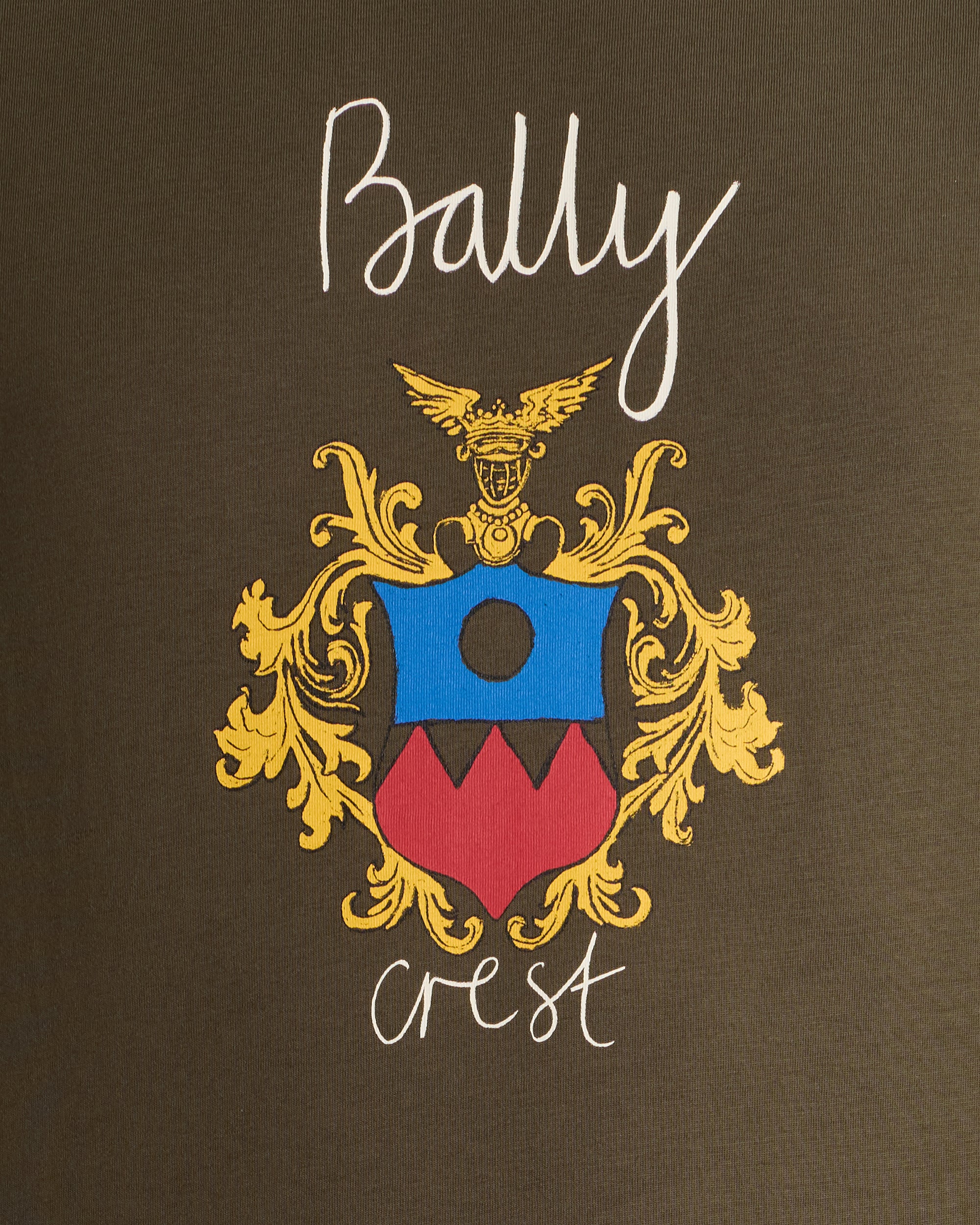 Bally Military Green Cotton T-Shirt With a Bally Crest-in-Green-2-Bally Outlet
