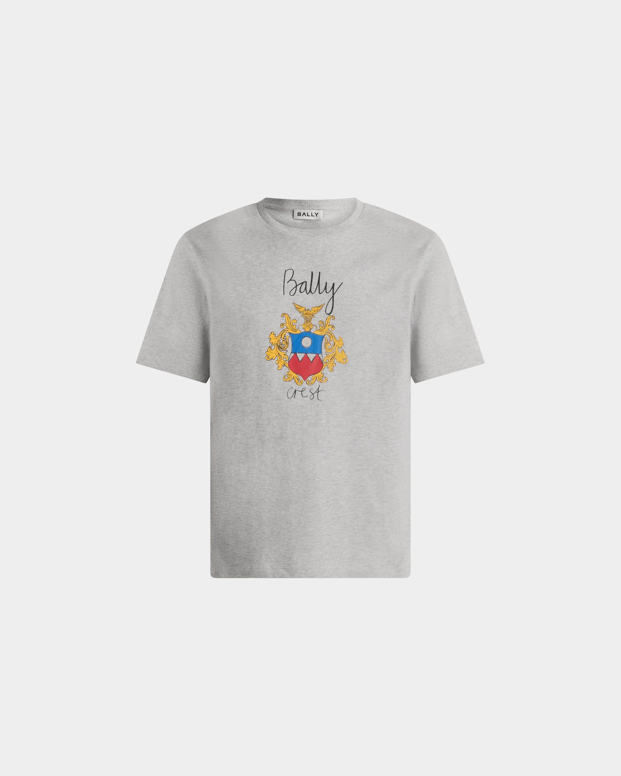 Bally Grey Cotton T-Shirt With Bally Crest-in-Grey-1-Bally Outlet