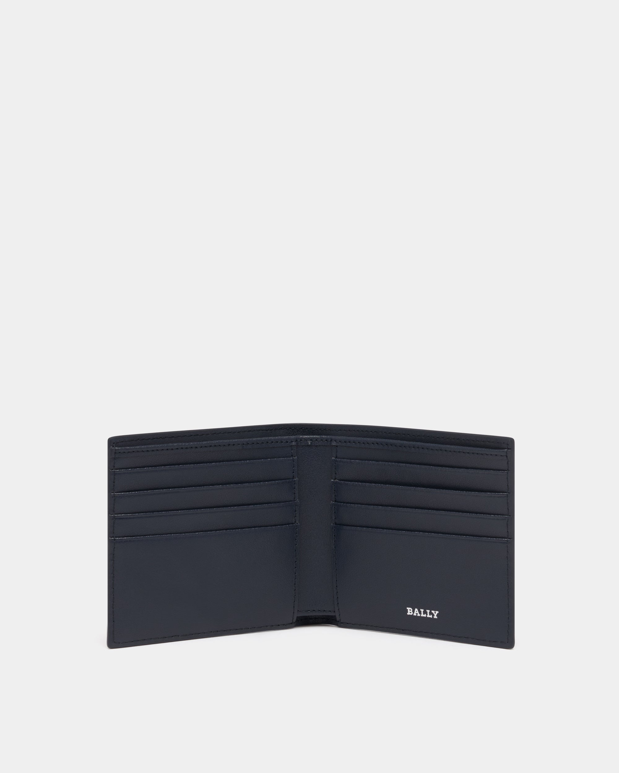 Bally Wallet in Navy Blue Leather With a Bally Ribbon-in-Navy Blue-3-Bally Outlet