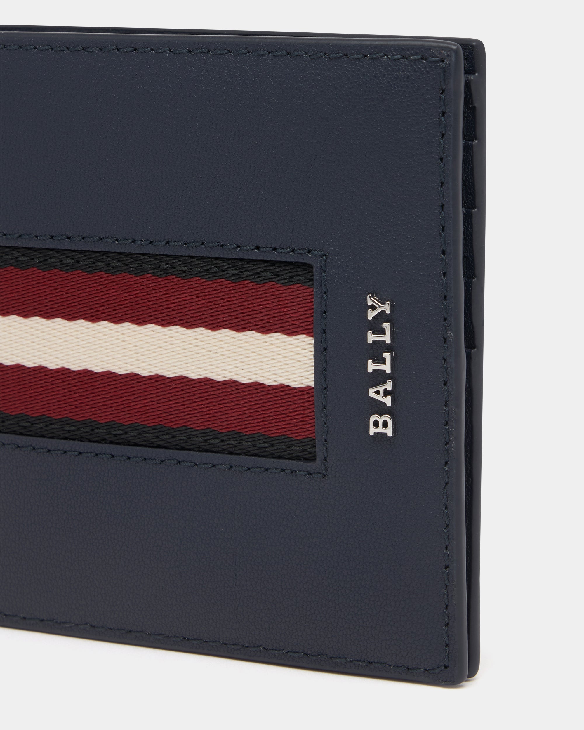 Bally Wallet in Navy Blue Leather With a Bally Ribbon-in-Navy Blue-4-Bally Outlet