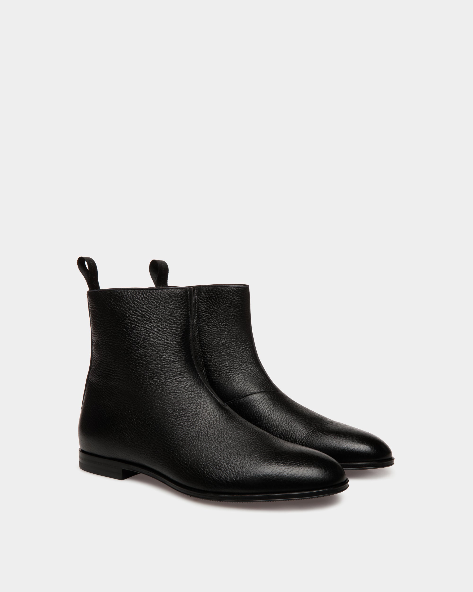 Bally Westminster Boot in Black Grained Leather-in-Black-1-Bally Outlet