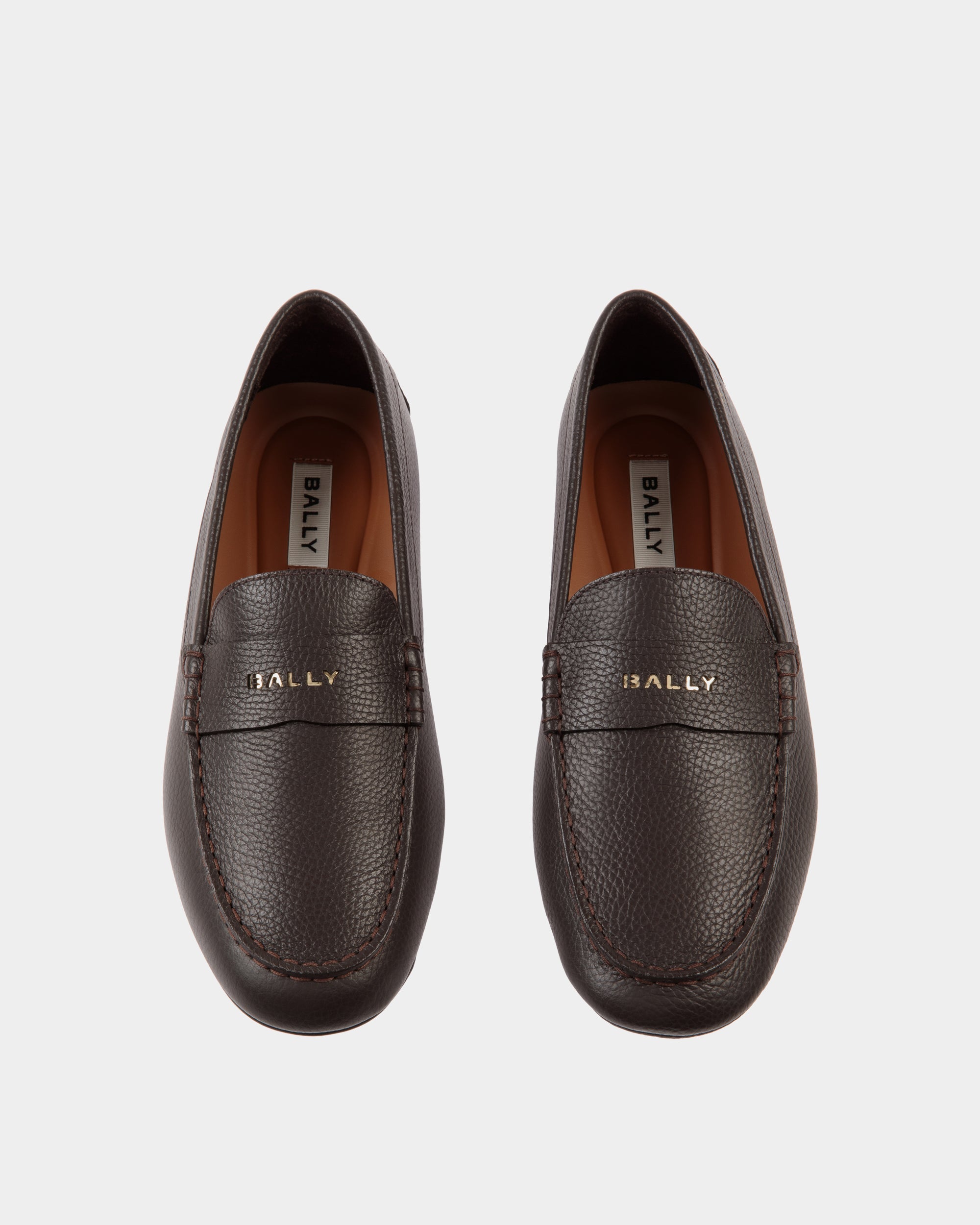 Bally Kelys-U Grained Leather Loafers-in-Brown-4-Bally Outlet
